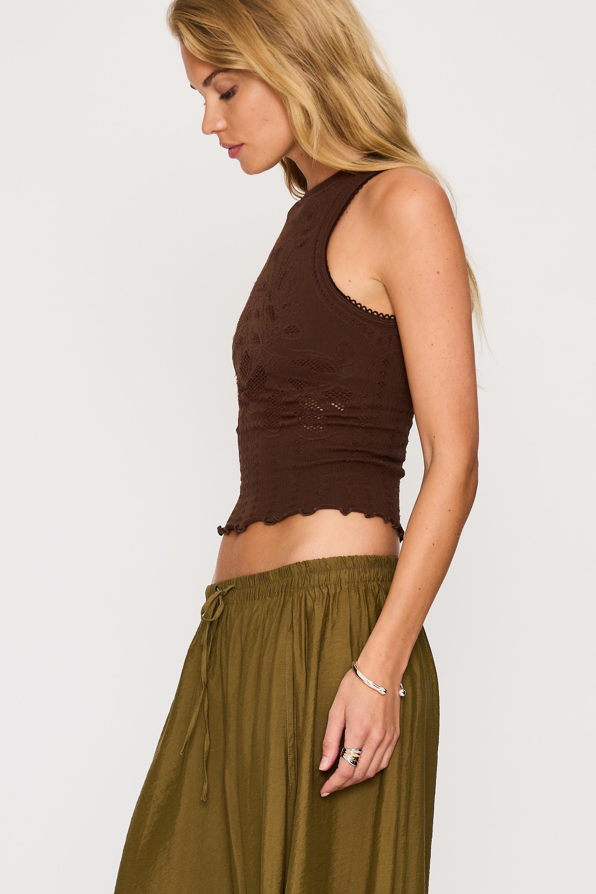 Lyrebird Seamless High-Neck Tank Top, Brown, Brown, large image number 3