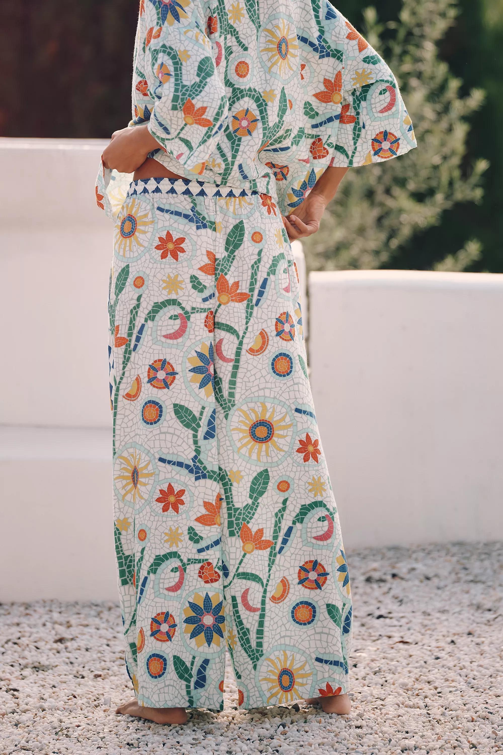 By Celandine Linen-Blend Wide-Leg Pull-On Trousers, Multicolour, Green, large image number 4