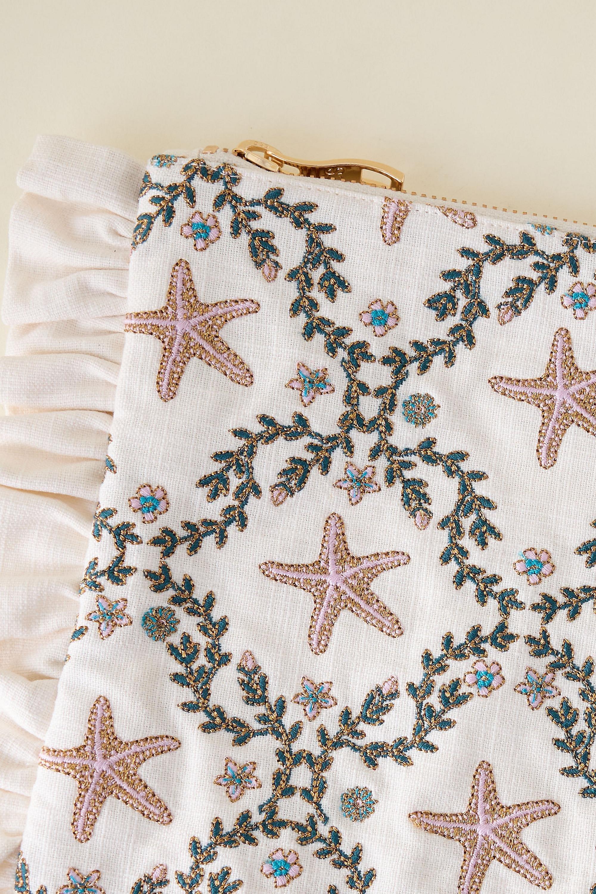 Elizabeth Scarlett X Anthropologie Starfish Frill Pouch, Cream, A501_0012, large image number 3