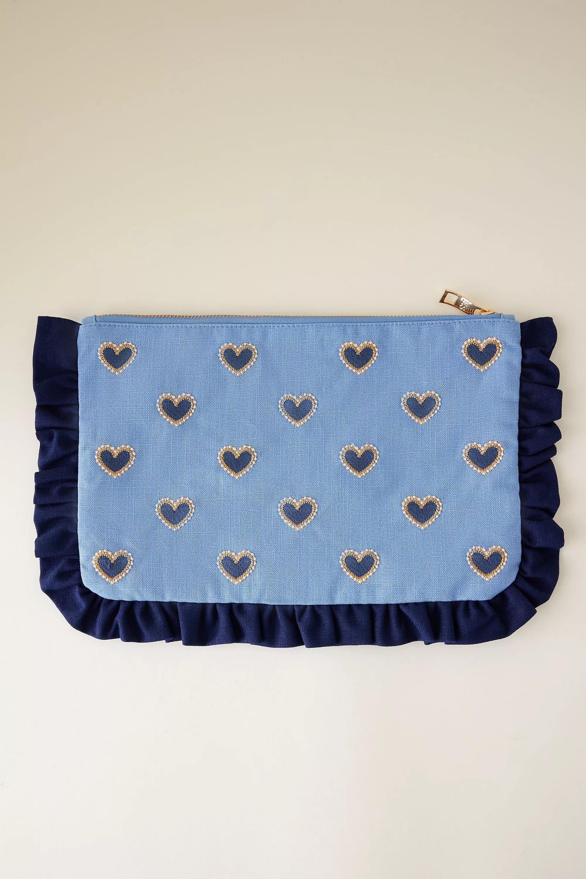 By Anthropologie Love Heart Frill Pouch, Blue, A501_0040, large image number 0