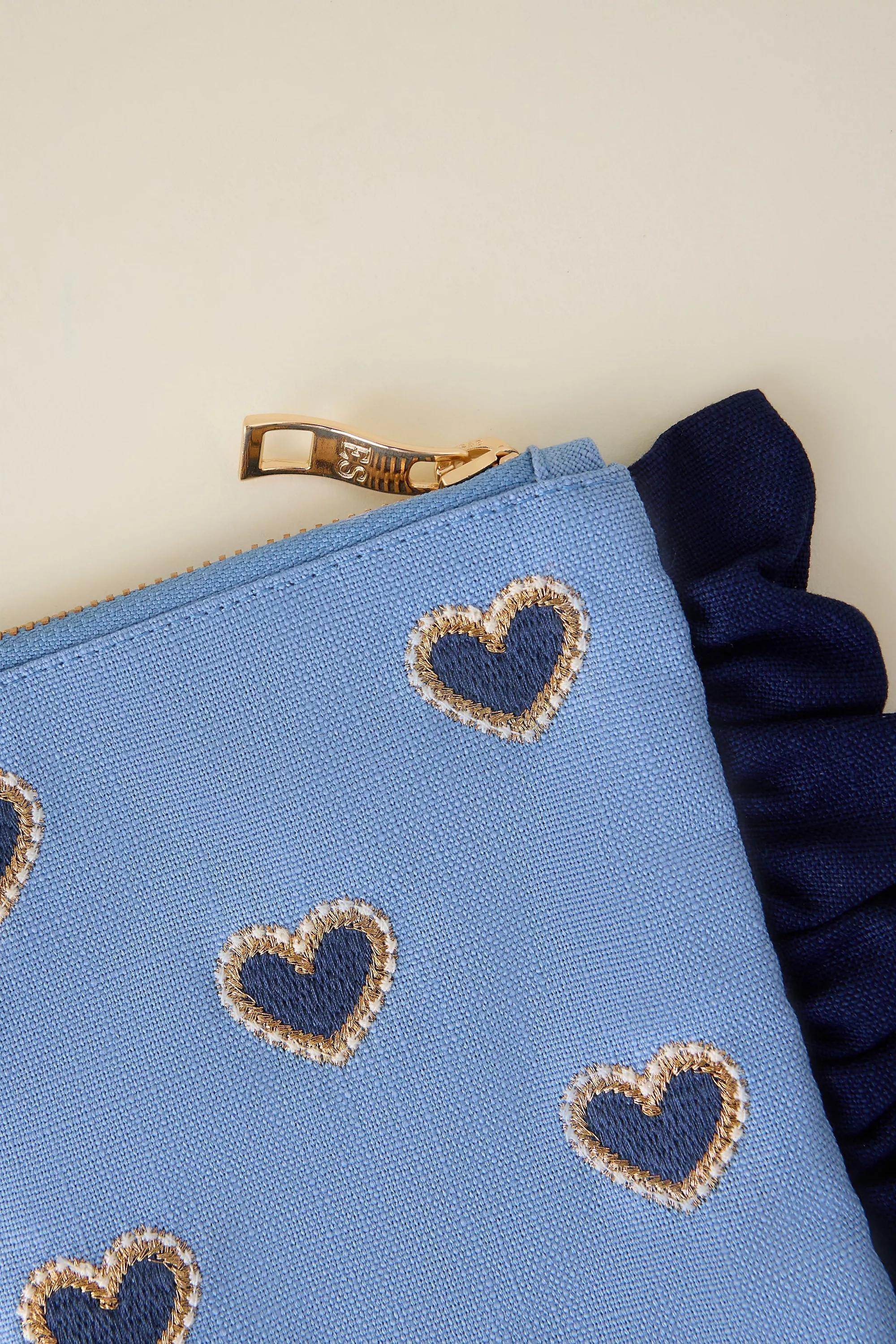By Anthropologie Love Heart Frill Pouch, Blue, A501_0040, medium