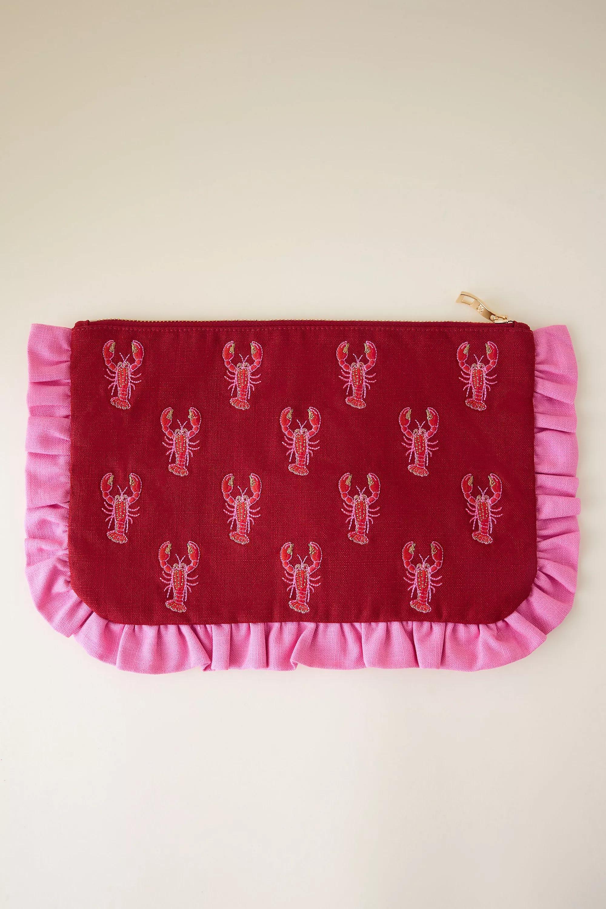 By Anthropologie Lobster Frill Pouch, Red, A501_0069, medium