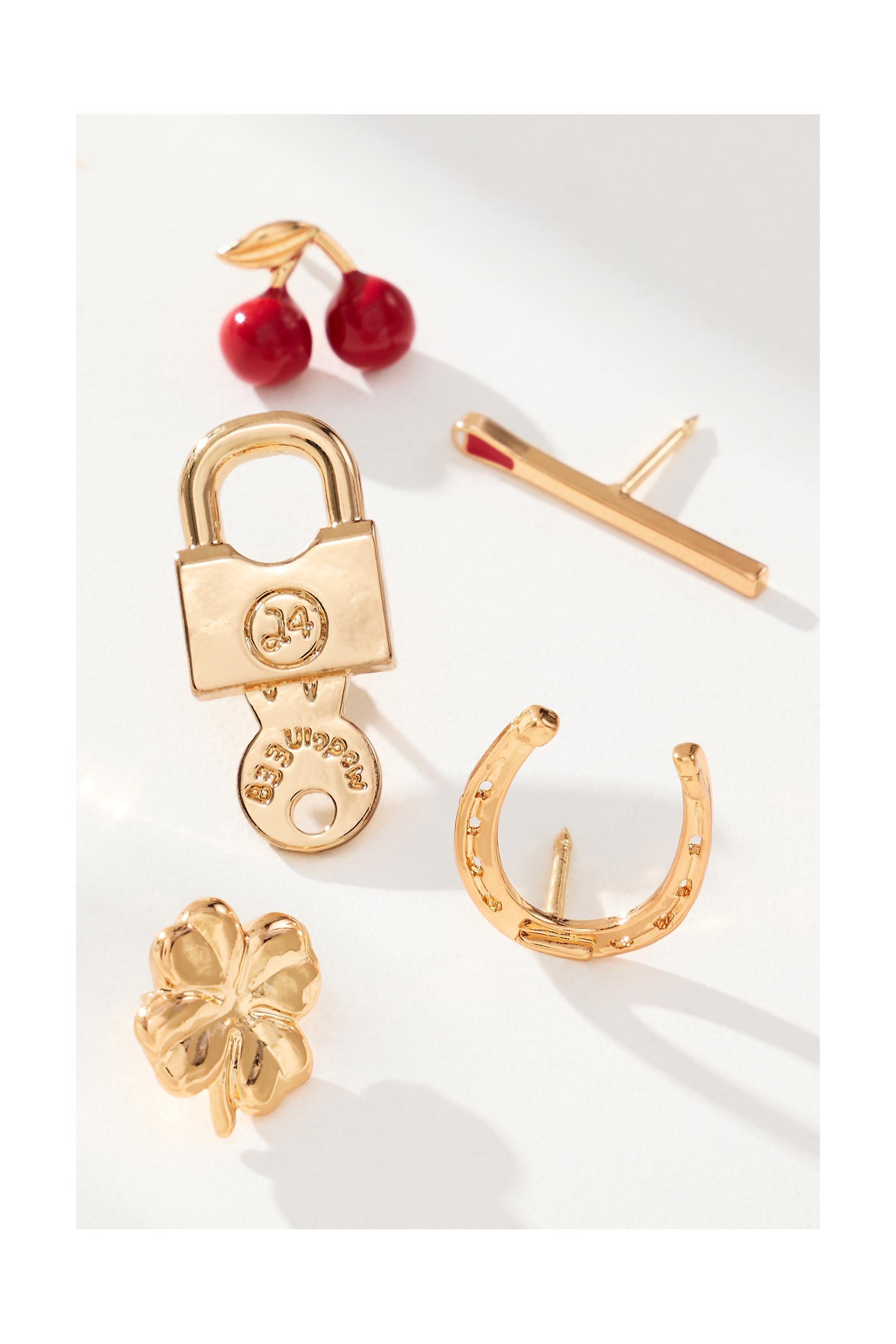 Multicolour Ed Mini Brooches, Set Of 5, Red, A501_0152, large image number 1