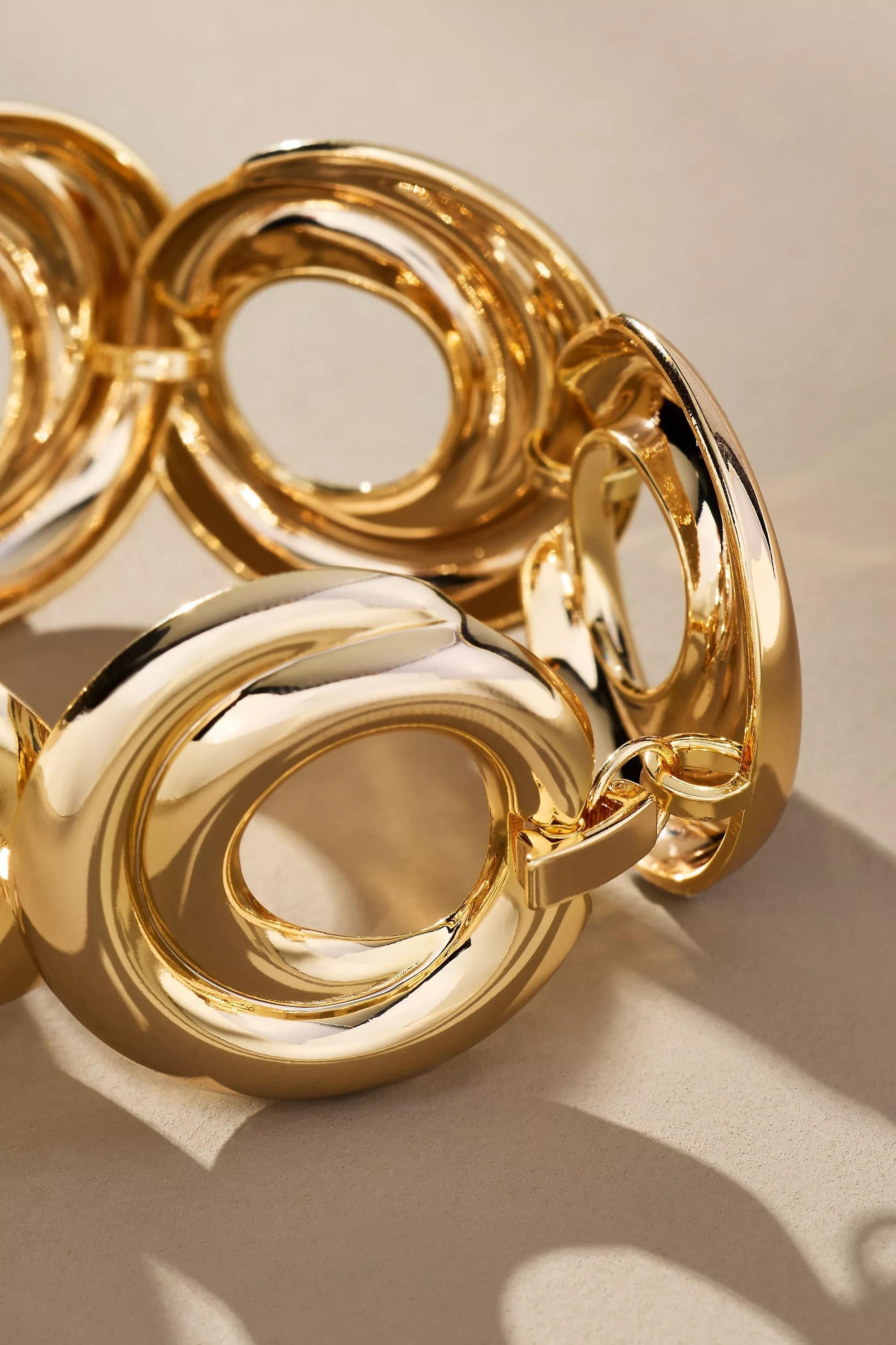 Metallic By Anthropologie Chunky Metal Shaped Bracelet, Gold, A501_0170, medium