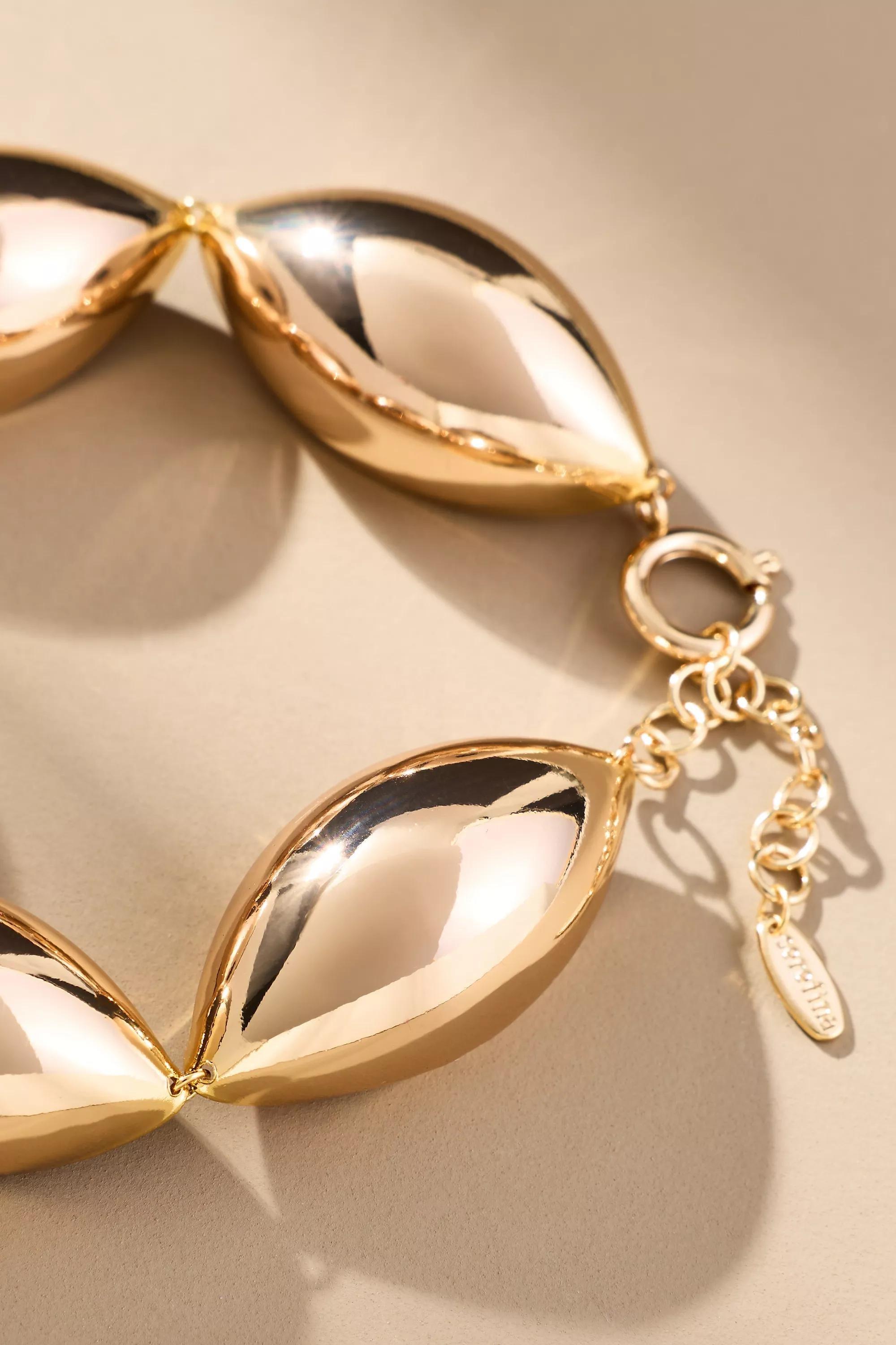 By Anthropologie Chunky Metal Shaped Bracelet, Gold, A501_0273, large image number 2