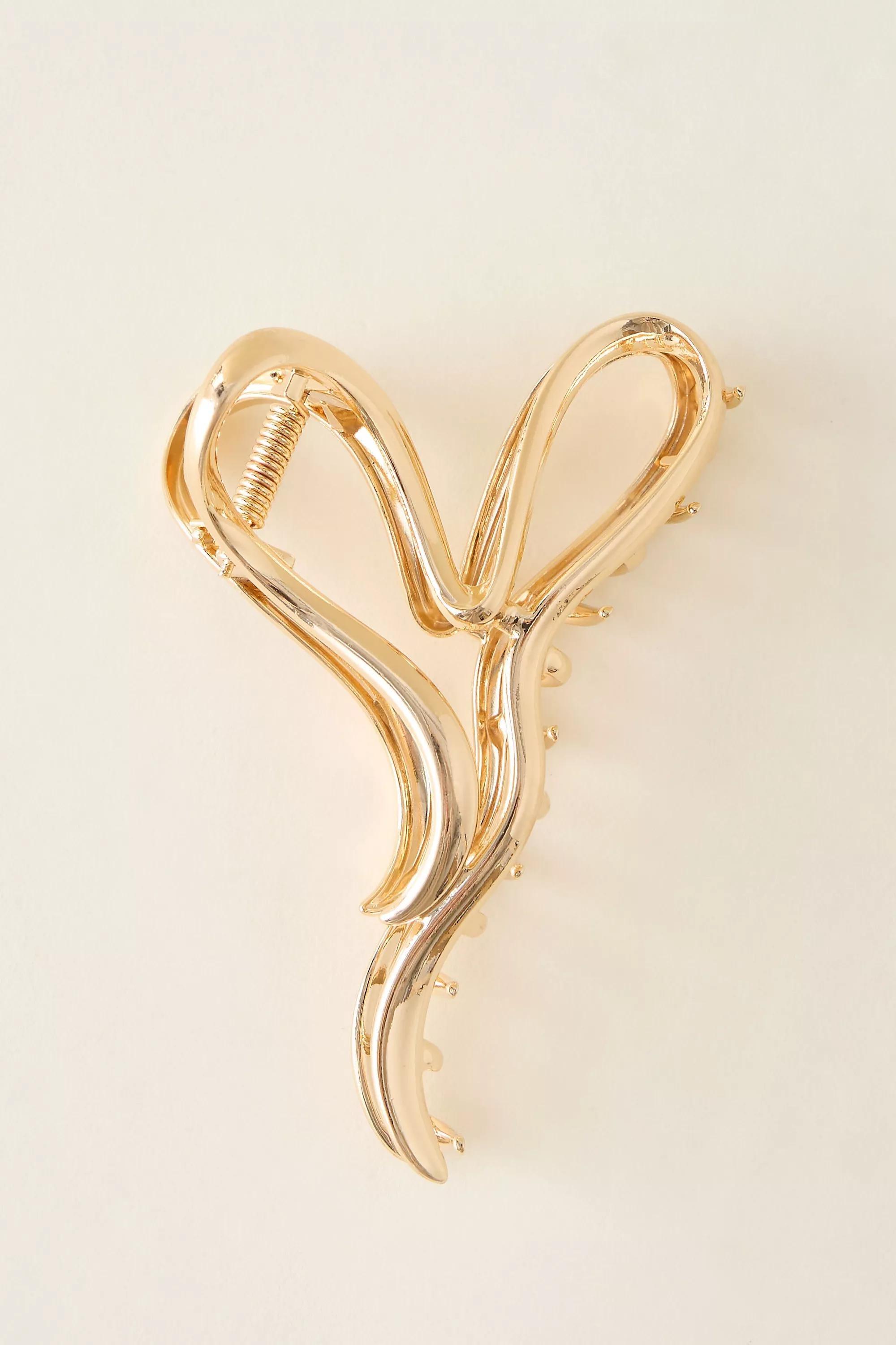 Gold Heart Hair Claw Clip, Gold, A501_0070, large image number 0