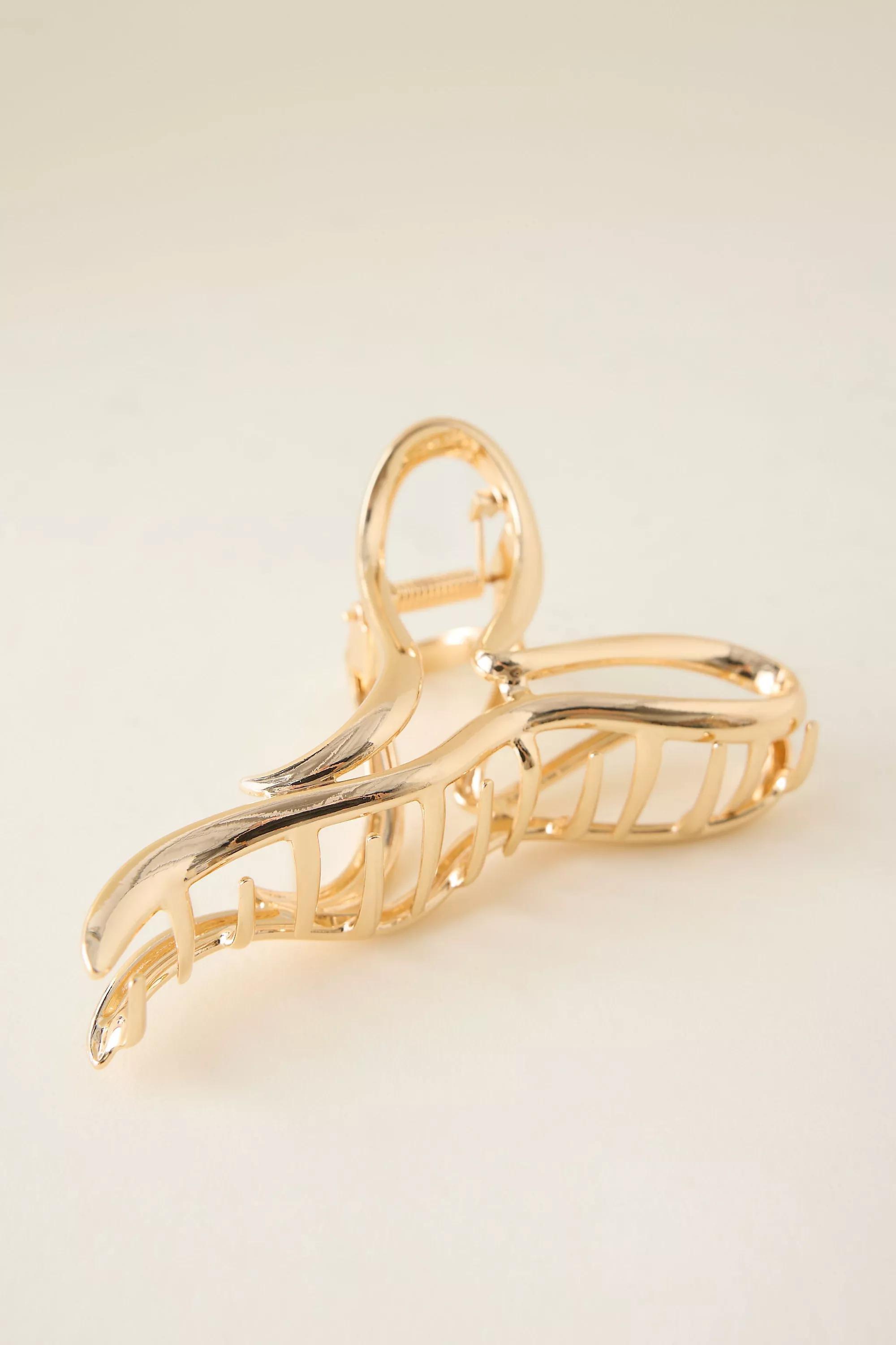 Gold Heart Hair Claw Clip, Gold, A501_0070, large image number 1