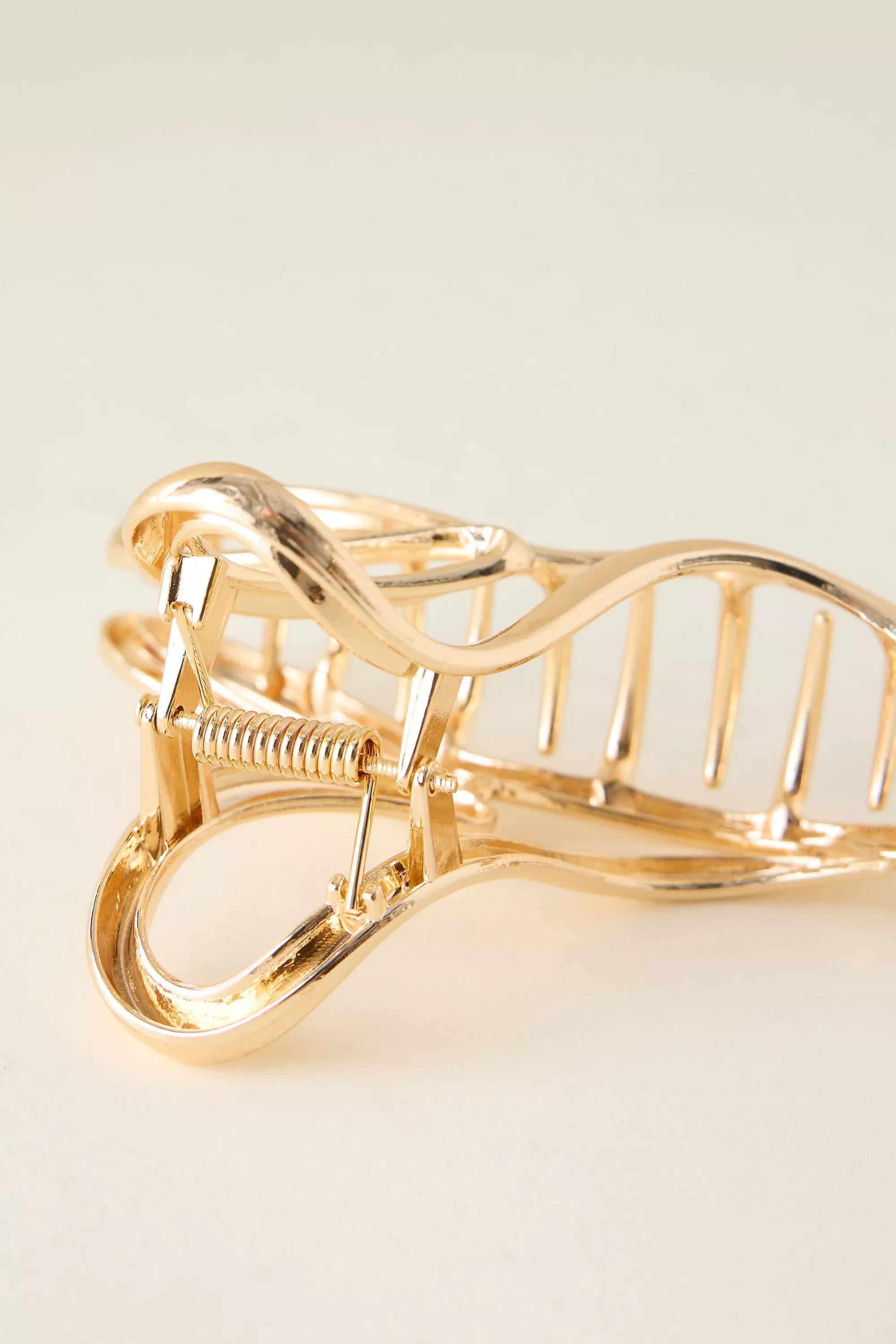 Gold Heart Hair Claw Clip, Gold, A501_0070, large image number 2