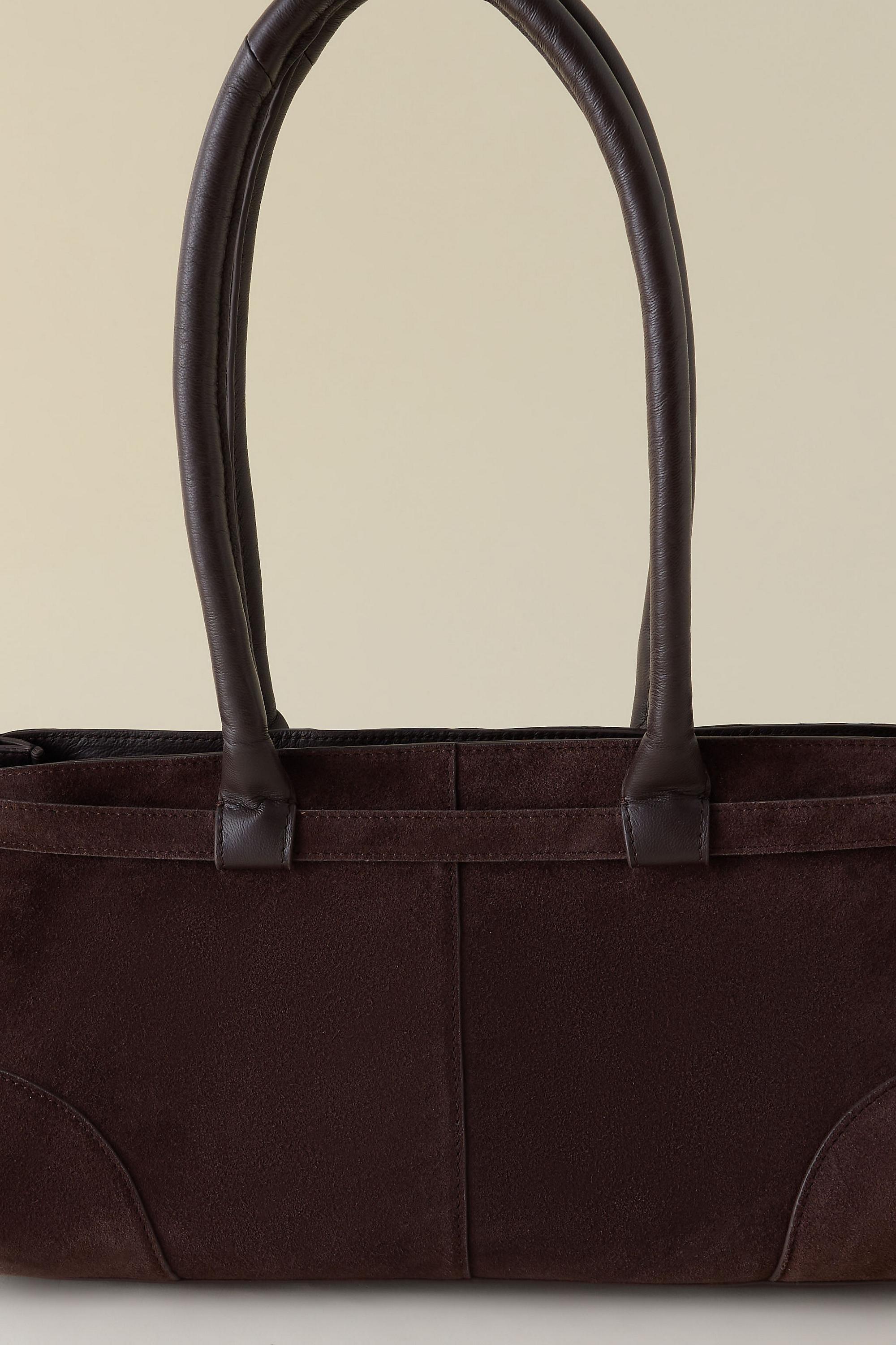 By Anthropologie East West Suede Buckle Bag, Brown, A501_0021, large image number 3