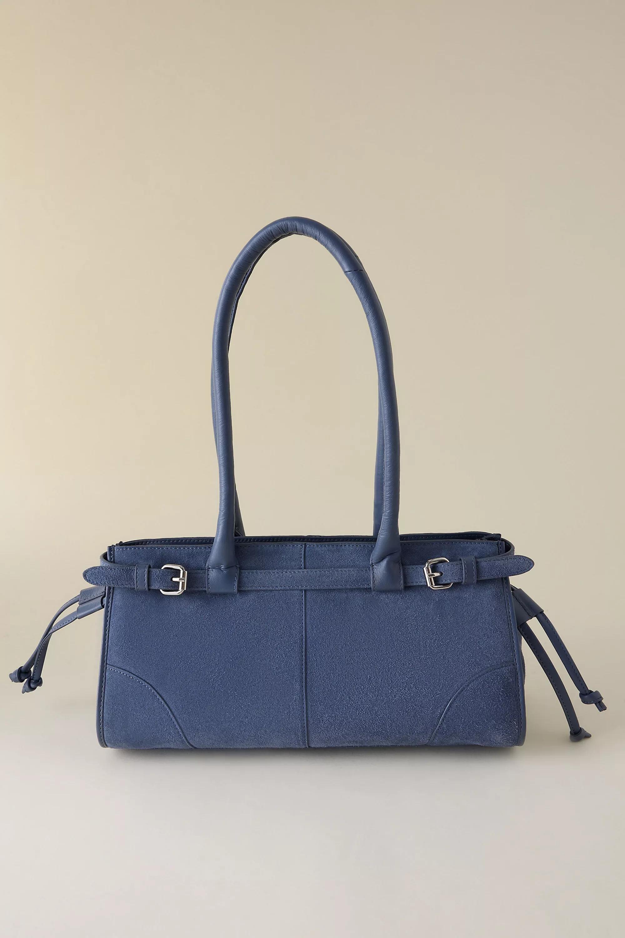 By Anthropologie East West Suede Buckle Bag, Blue, A501_0040, medium