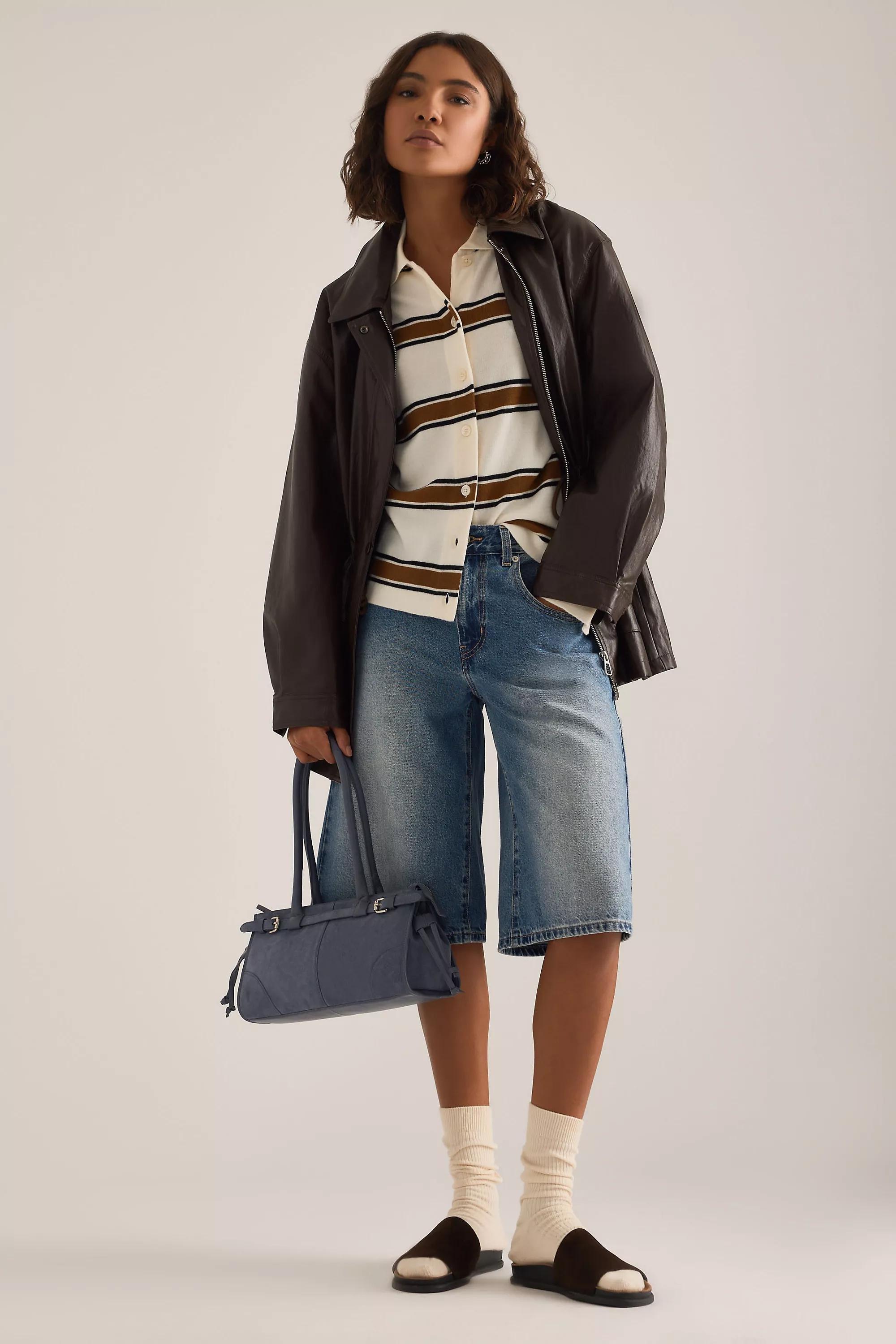 By Anthropologie East West Suede Buckle Bag, Blue, A501_0040, large image number 4