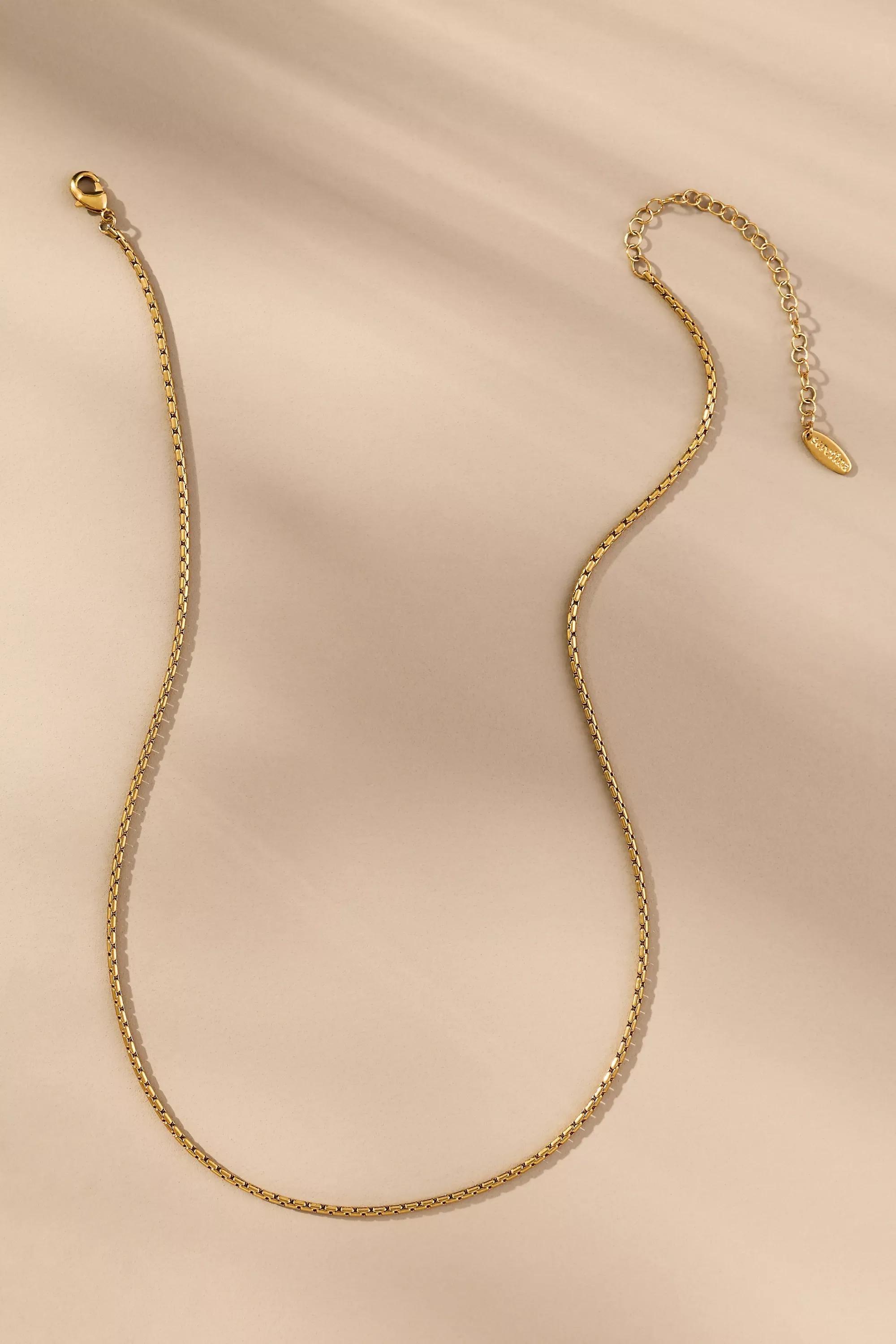 Water-Resistant Delicate Chain Necklace, Gold, A501_0070, large image number 0