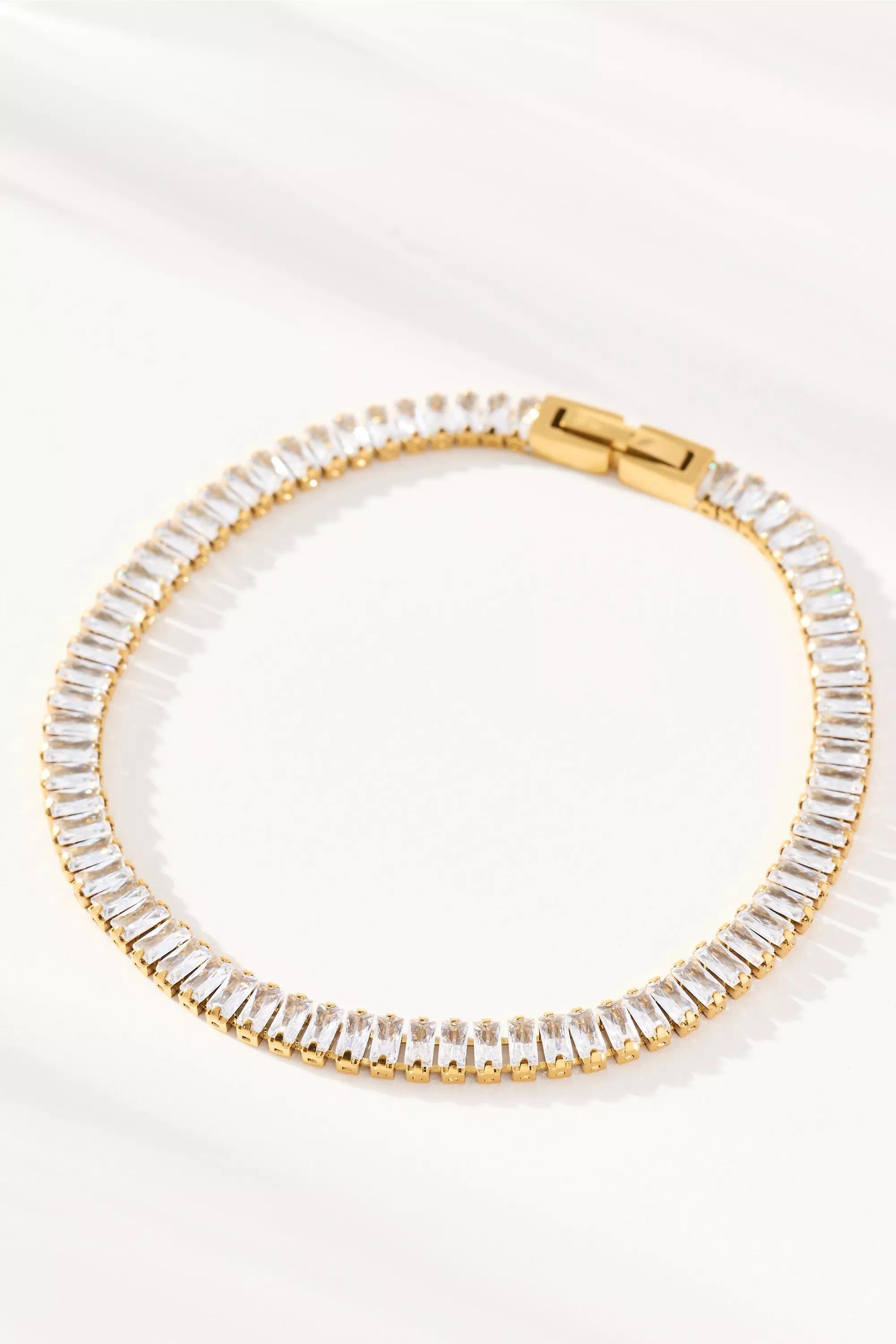 Thin Tennis Bracelet, Gold, A501_0070, large image number 0