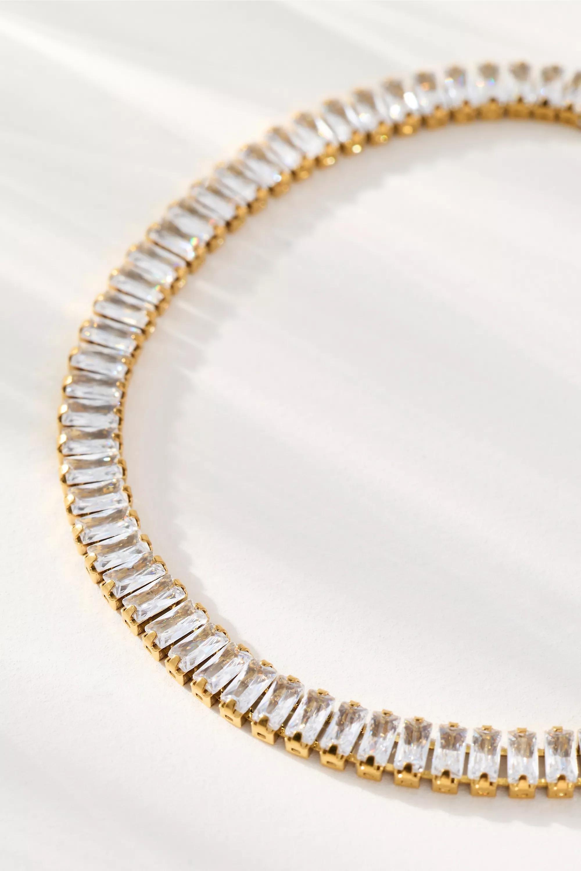 Thin Tennis Bracelet, Gold, A501_0070, large image number 1