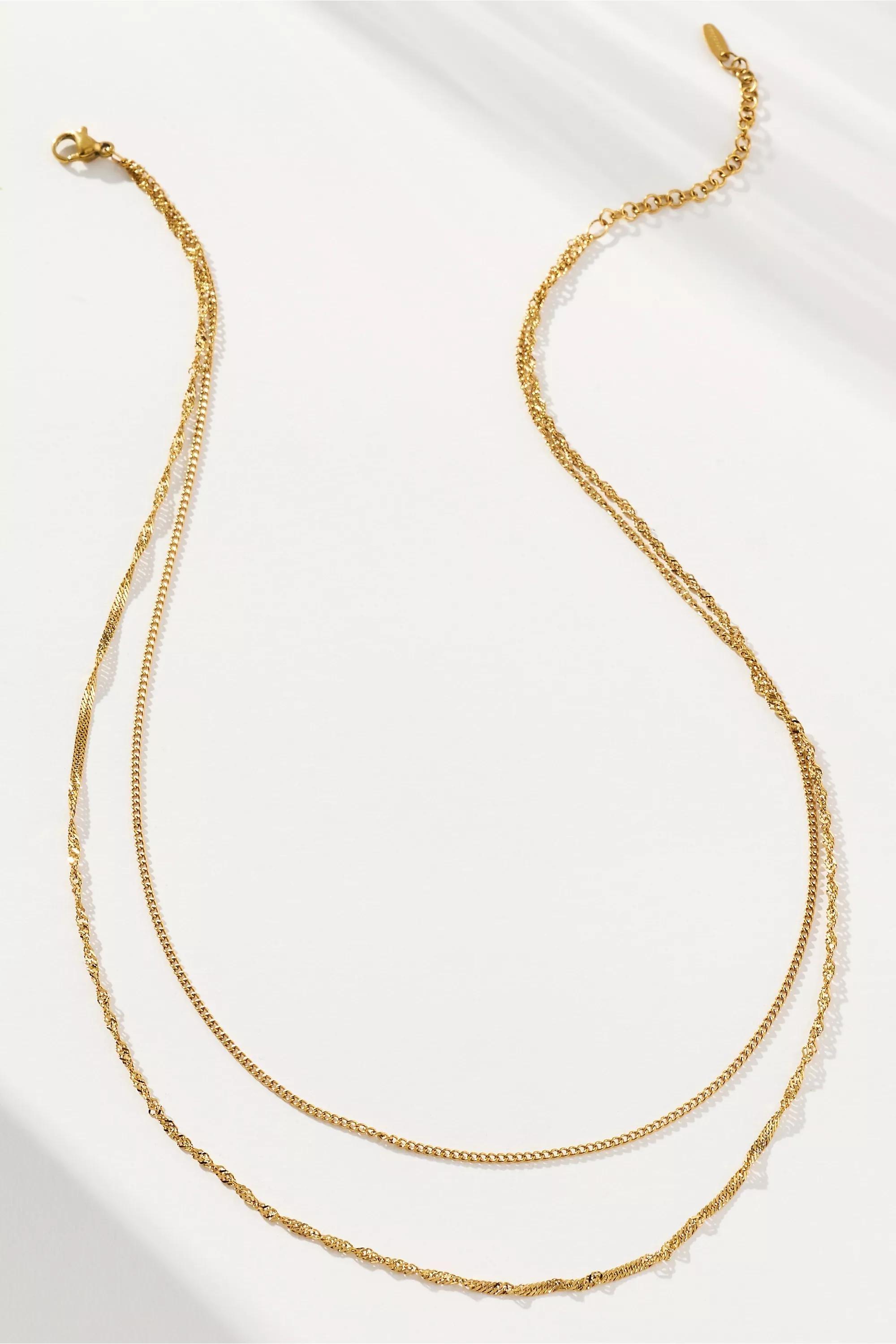 Delicate Layered Necklace, Gold, A501_0070, large image number 0