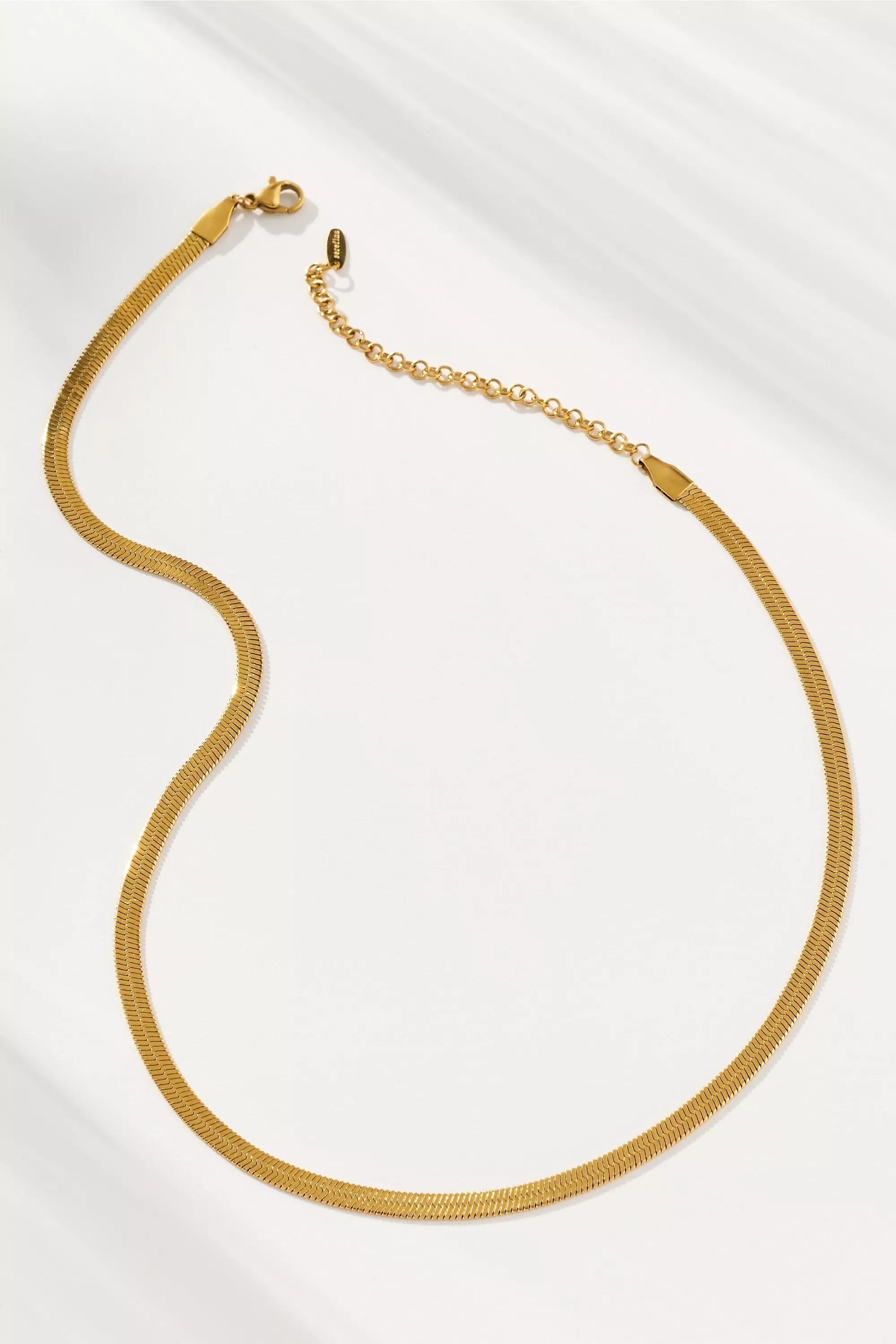Water-Resistant Snake Chain Necklace, Gold, A501_0070, large image number 0