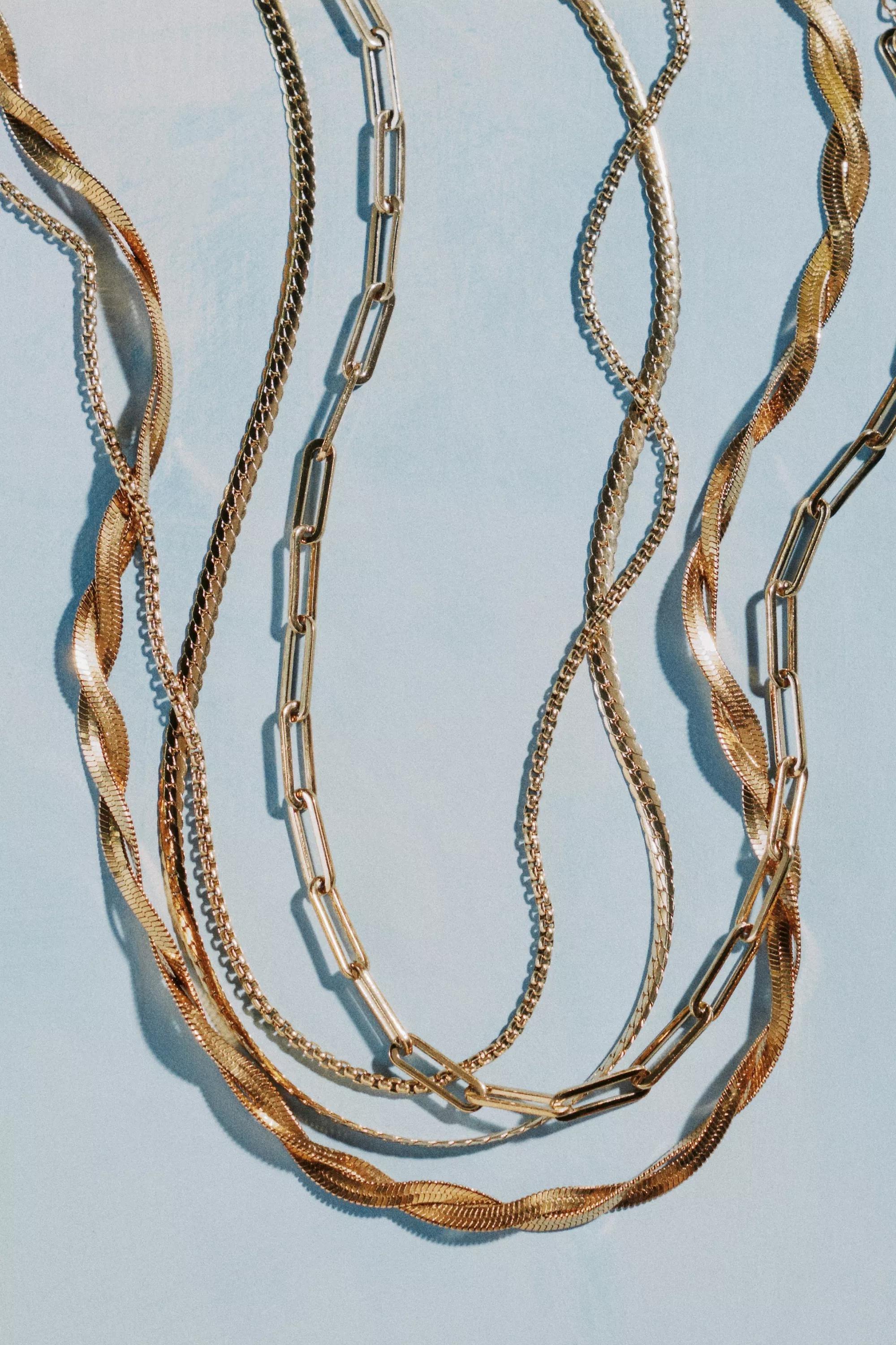 Water-Resistant Snake Chain Necklace, Gold, Gold, large image number 3