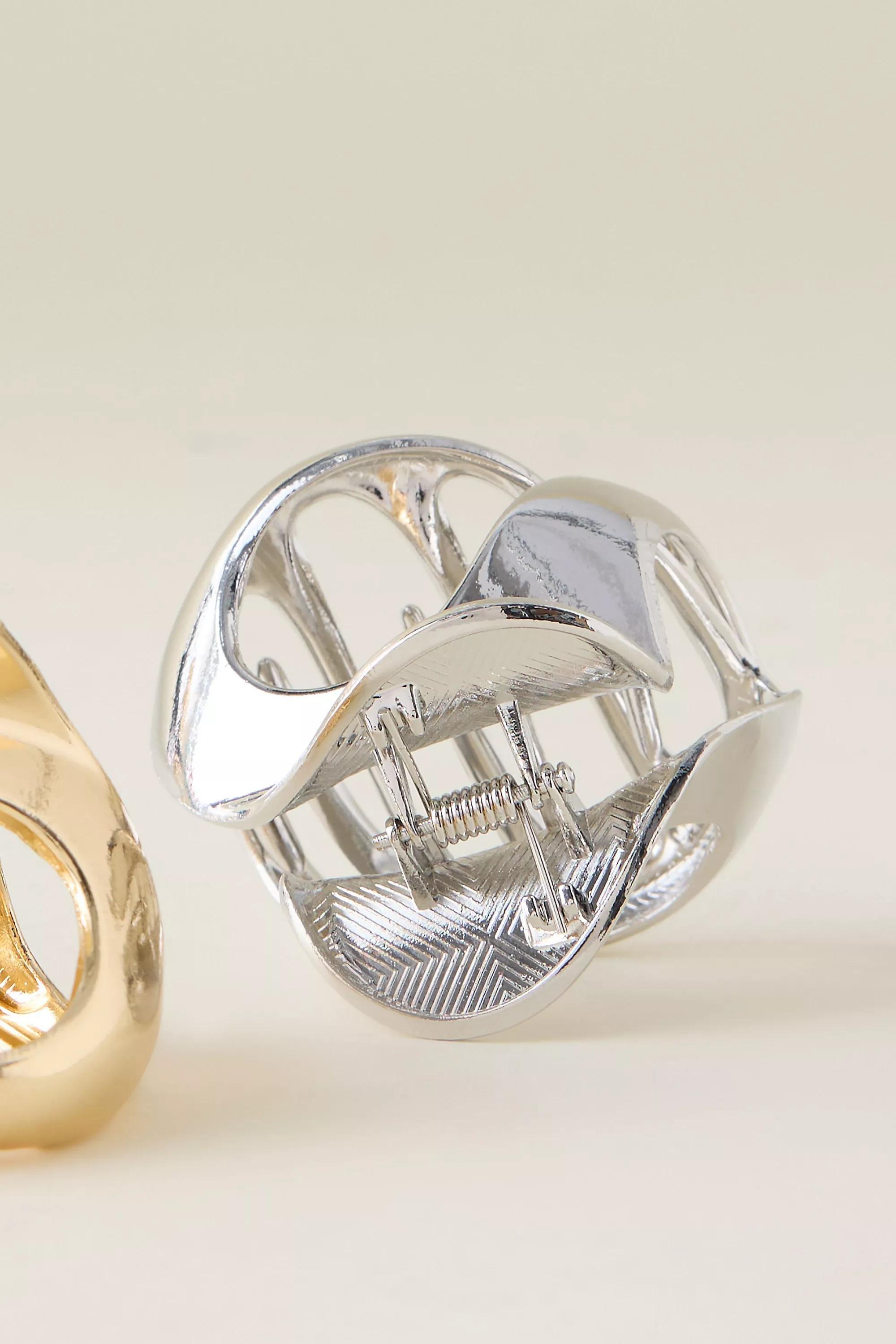 Mixed Metal Hair Claw Clips, Set Of 2, Multicolour, A501_0000, medium