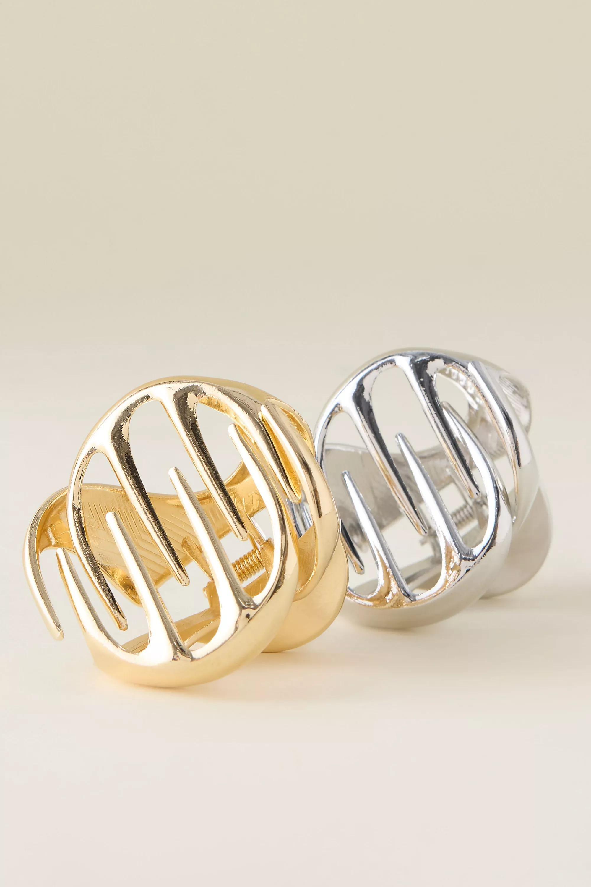 Mixed Metal Hair Claw Clips, Set Of 2, Multicolour, A501_0000, large image number 4