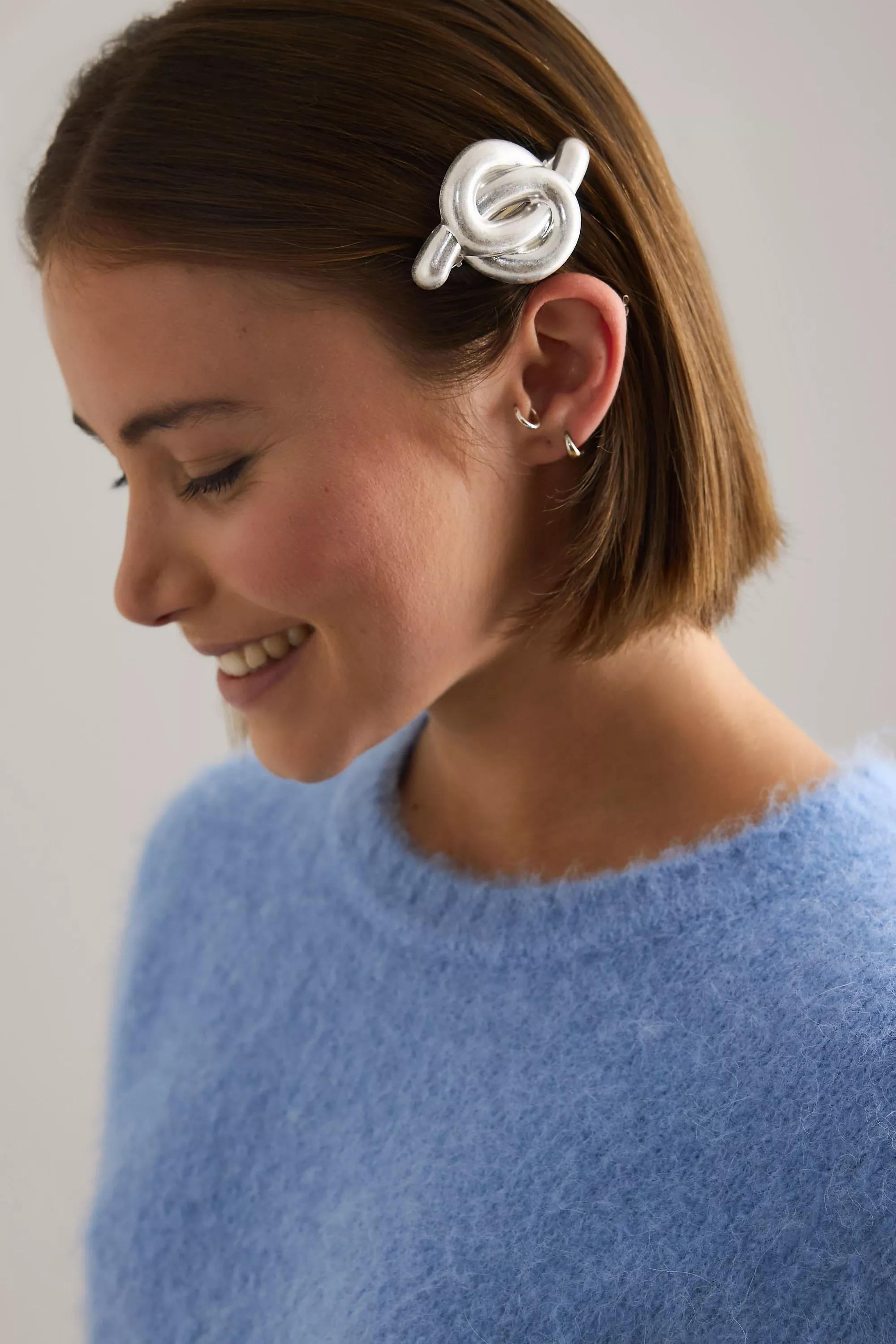 Brushed Metal Barrette Hair Clips, Set Of 2, Multicolour, A501_0000, large image number 0