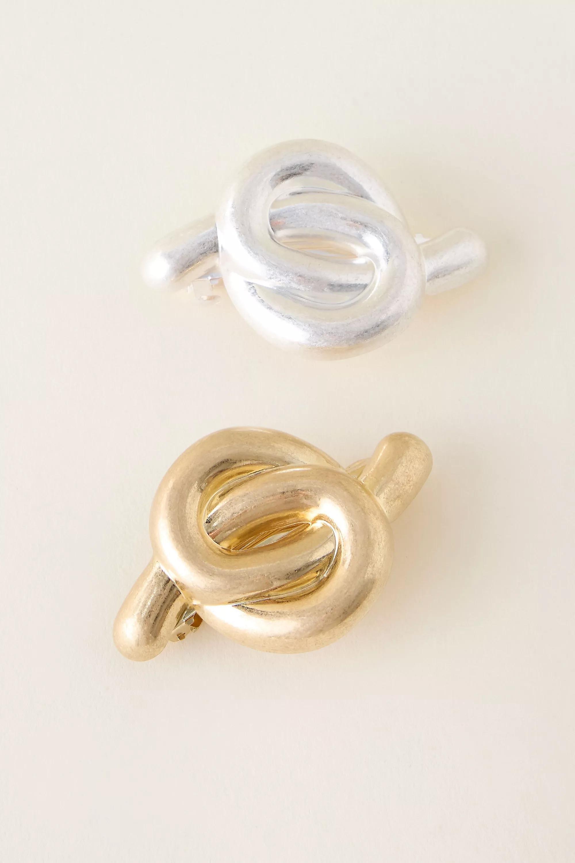 Brushed Metal Barrette Hair Clips, Set Of 2, Multicolour, A501_0000, medium