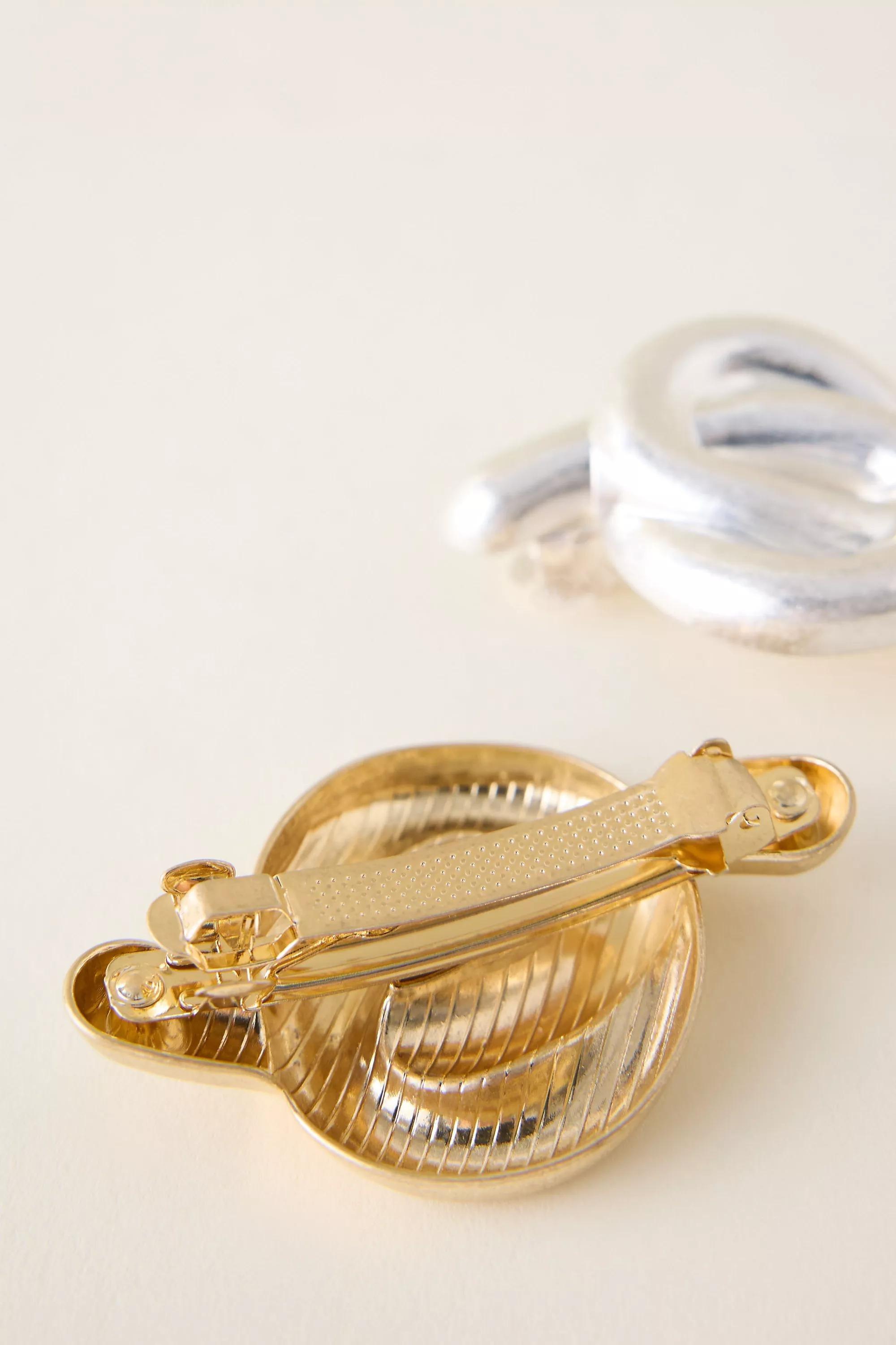 Brushed Metal Barrette Hair Clips, Set Of 2, Multicolour, A501_0000, large image number 2