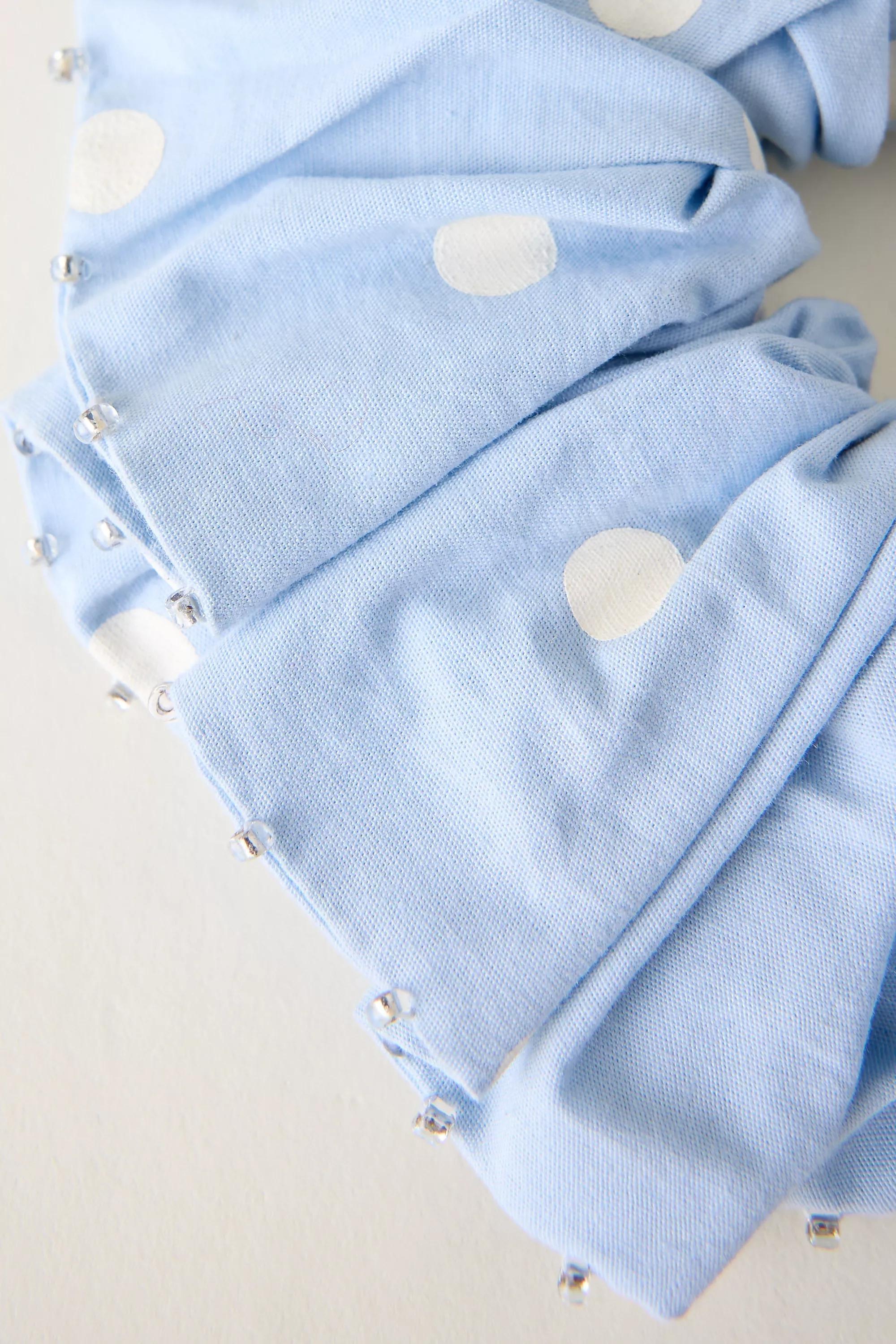 Beaded Polka Dot Scrunchie, Blue, A501_0410, large image number 2