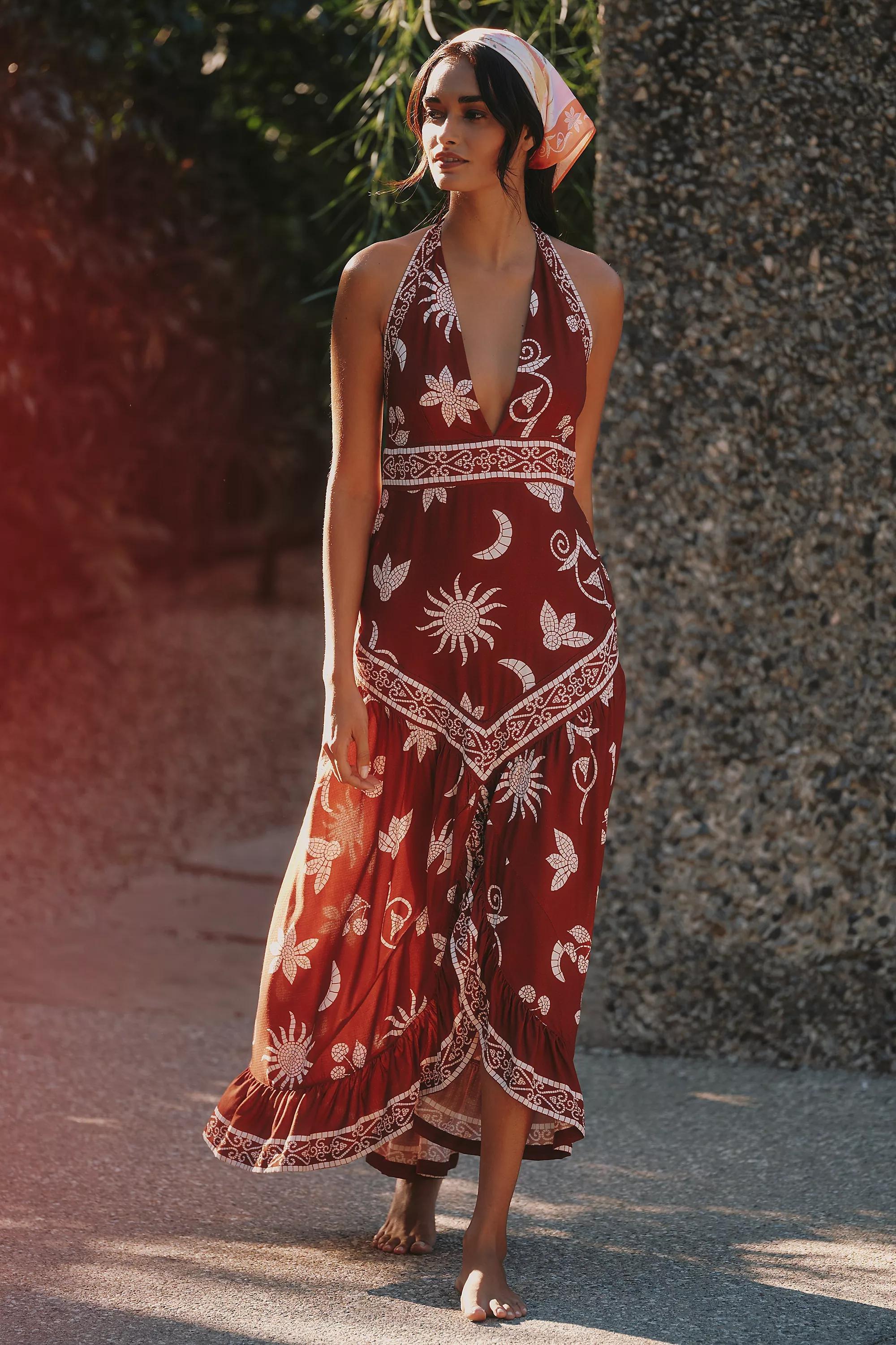 By Celandine Scarf Dress, Brown, A501_0029, large image number 0