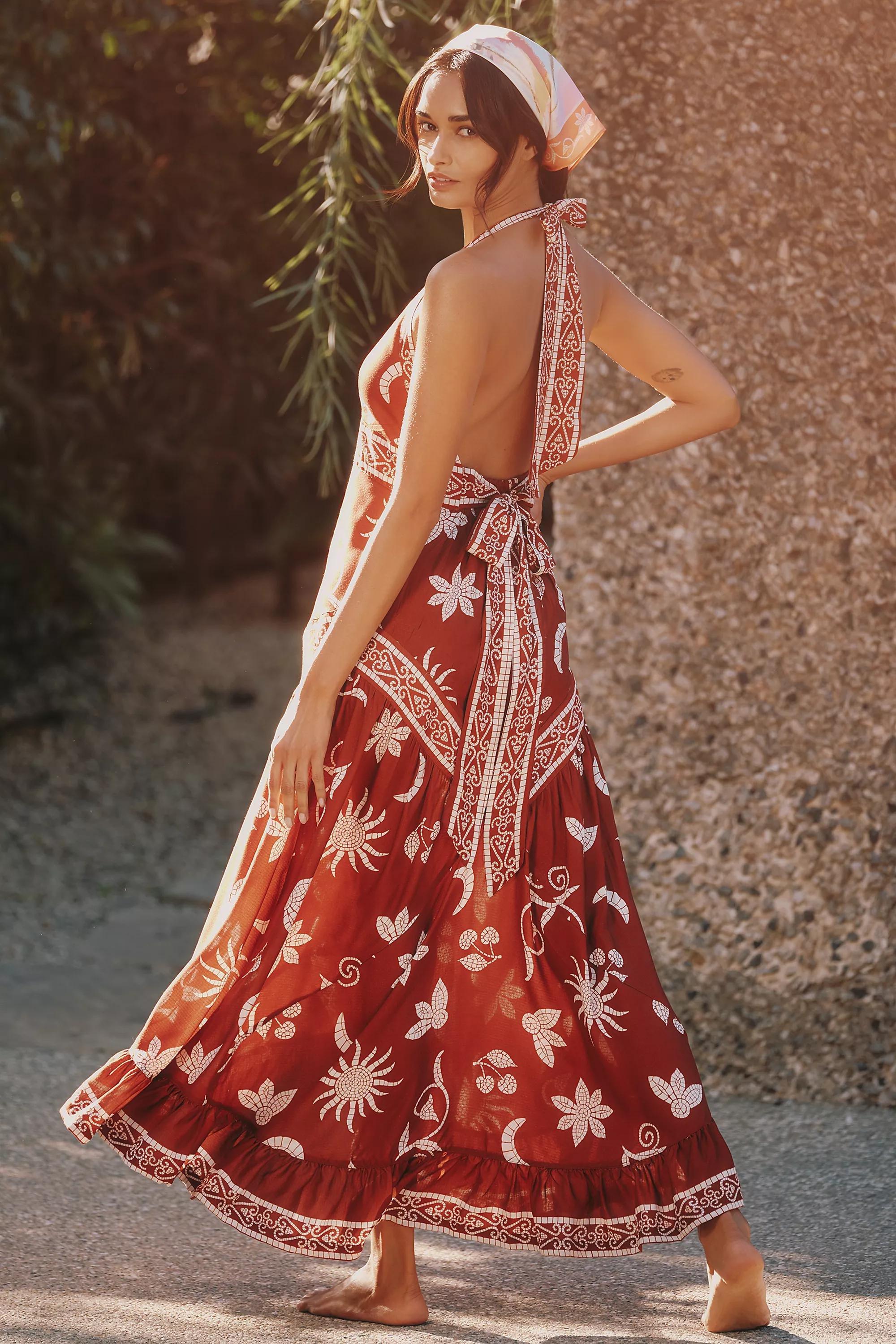 By Celandine Scarf Dress, Brown, A501_0029, large image number 1