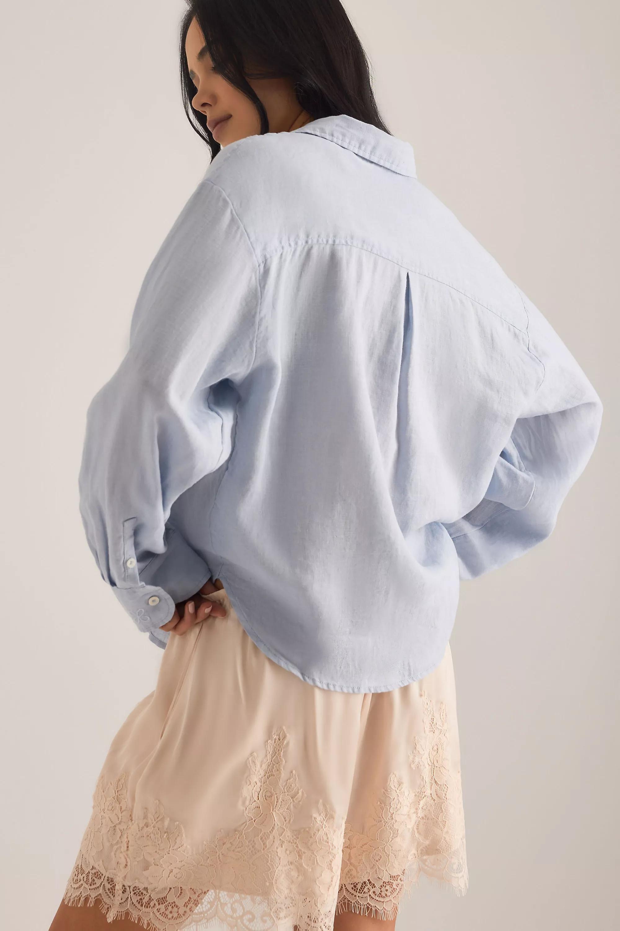 By Maeve The Shrunken Bennet Linen Button-Down Shirt, Blue, A501_0048, large image number 2