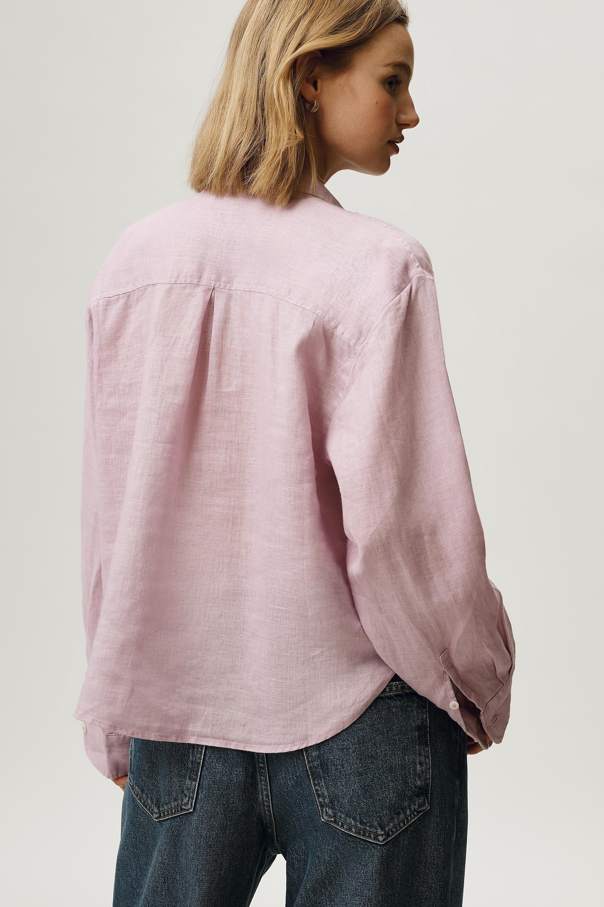 By Maeve The Shrunken Bennet Linen Button-Down Shirt, Pink, A501_0055, large image number 2