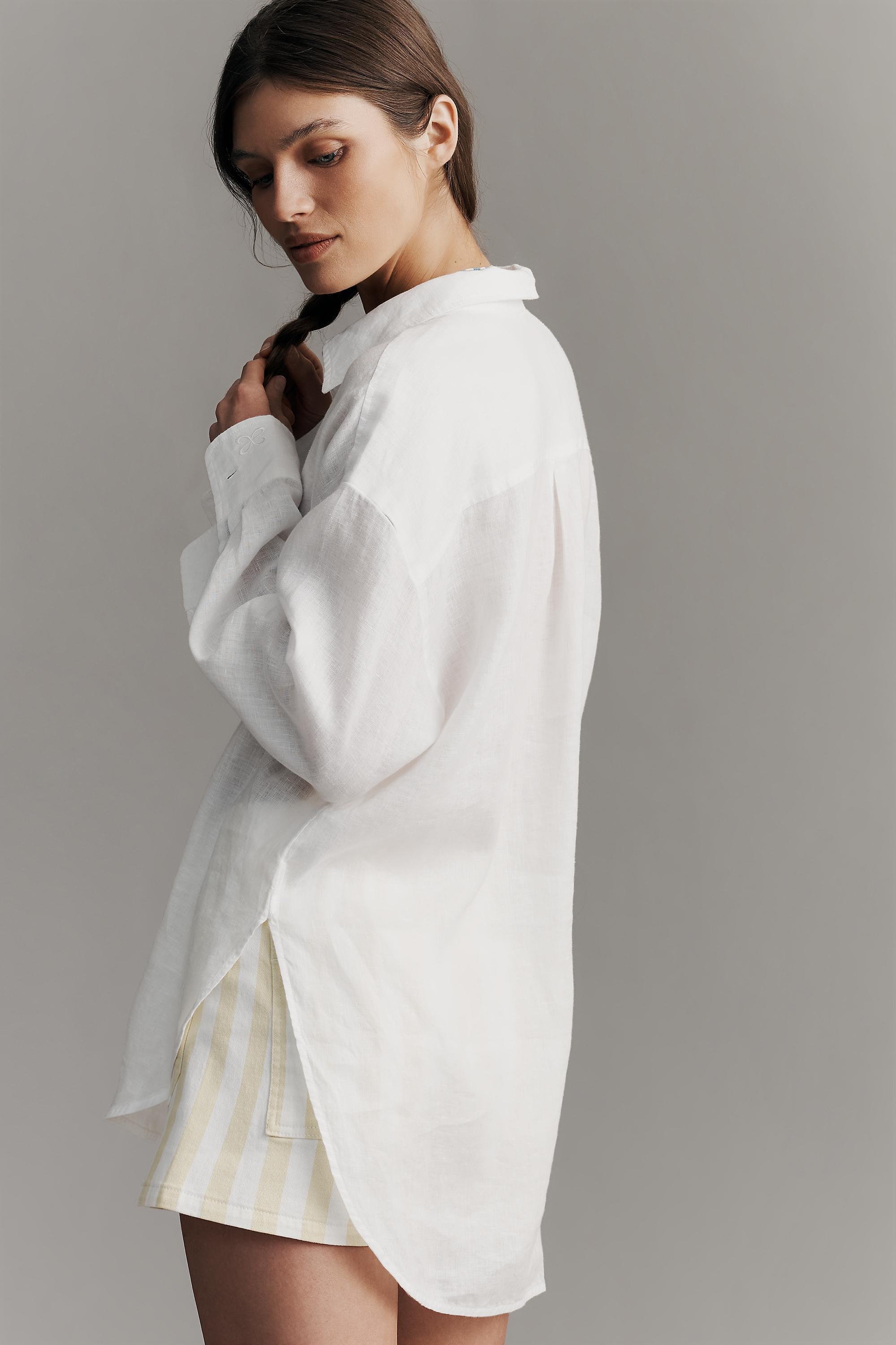 The Bennet Linen Button-Down Shirt , White, A501_0010, large image number 1