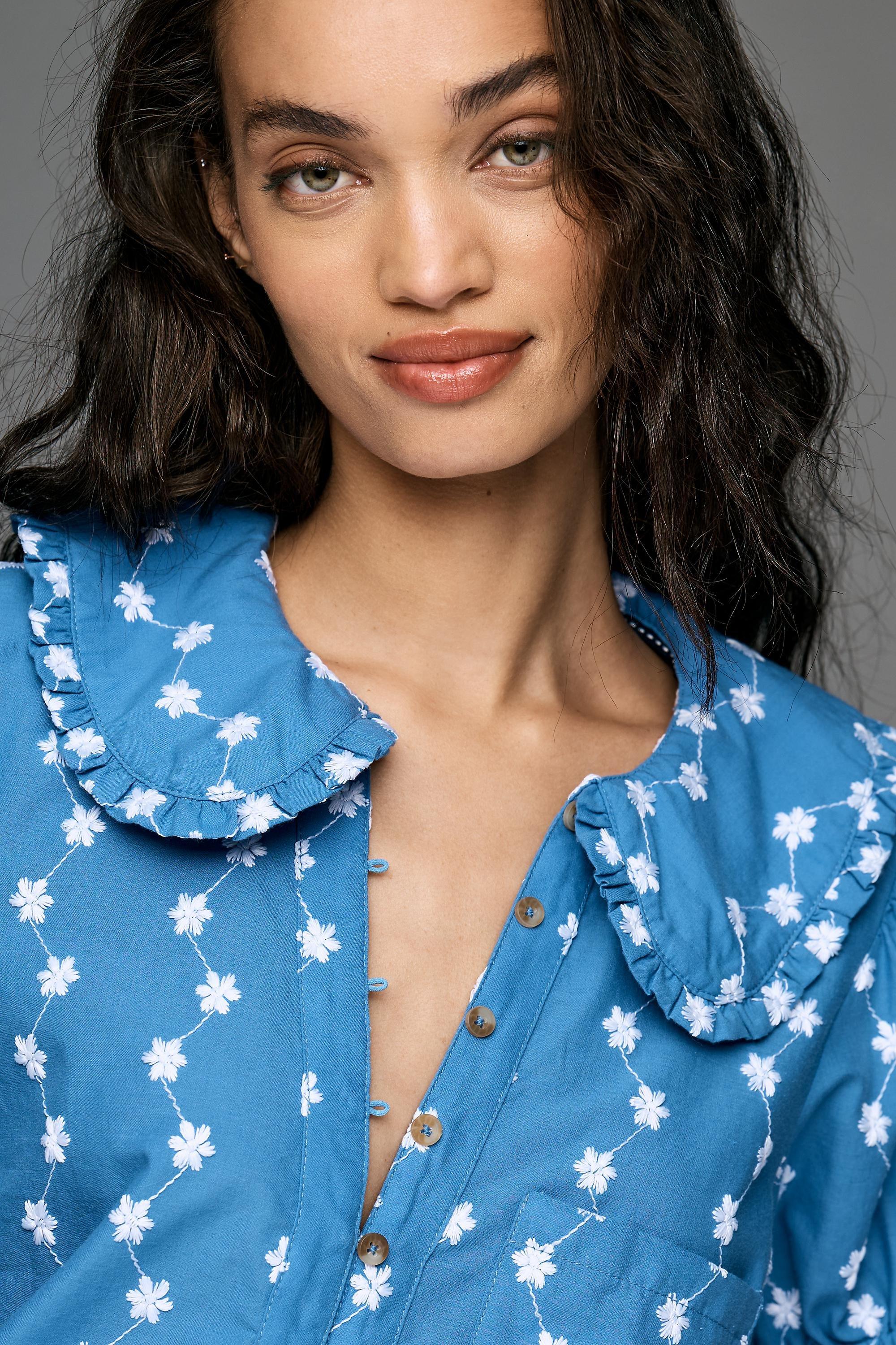 The Keira Embroidered Blouse By Pilcro, Blue, A501_0040, large image number 2