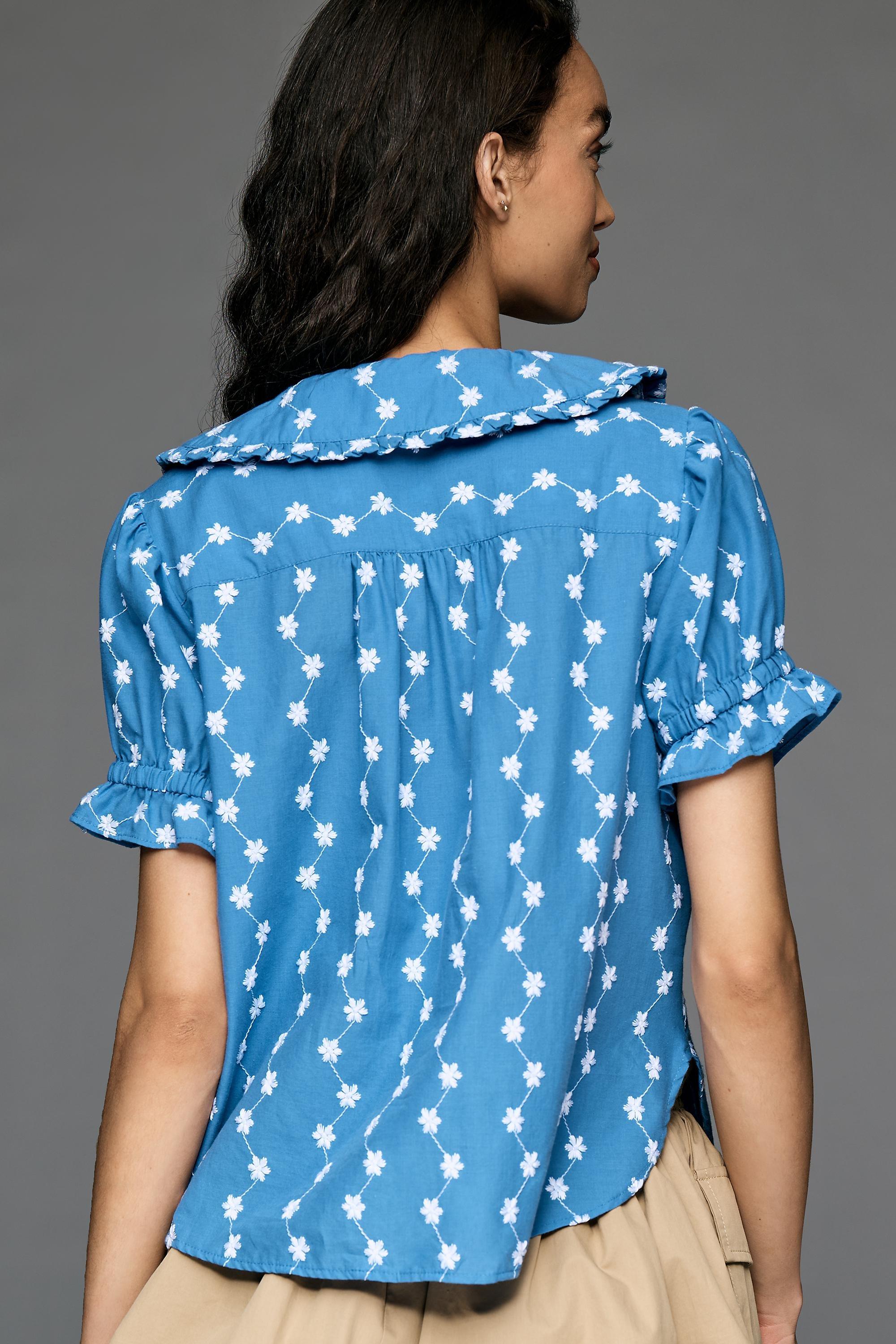 The Keira Embroidered Blouse By Pilcro, Blue, A501_0040, large image number 4