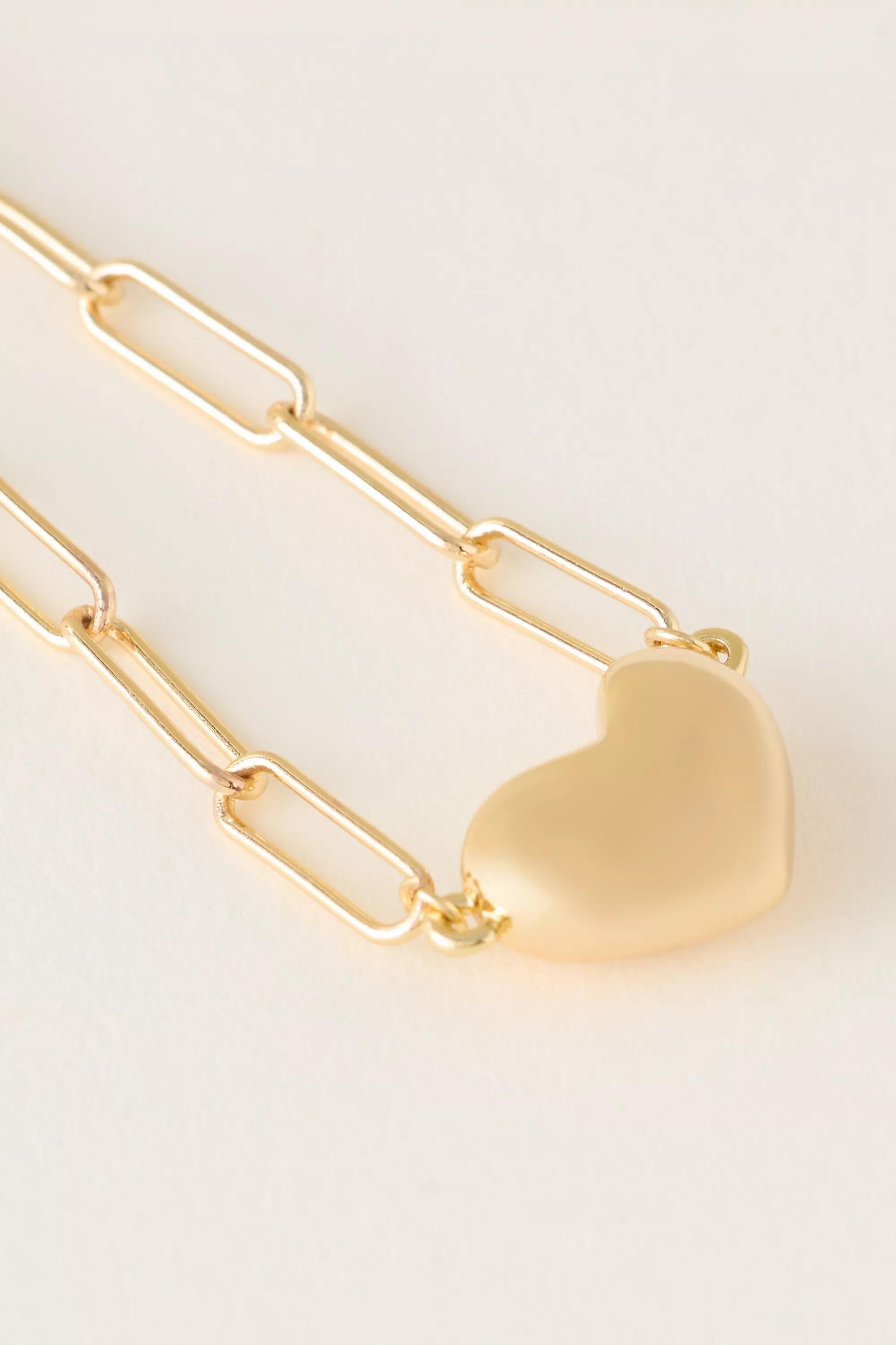 Puffy Heart Chain Bracelet, Gold, A501_0070, large image number 3