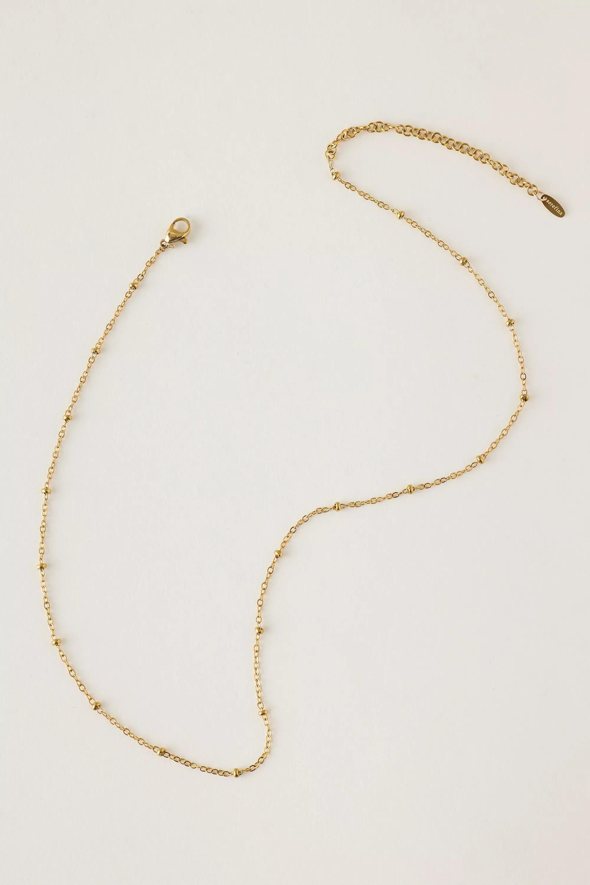 Water-Resistant Dainty Beaded Necklace, Gold, A501_0070, large image number 0