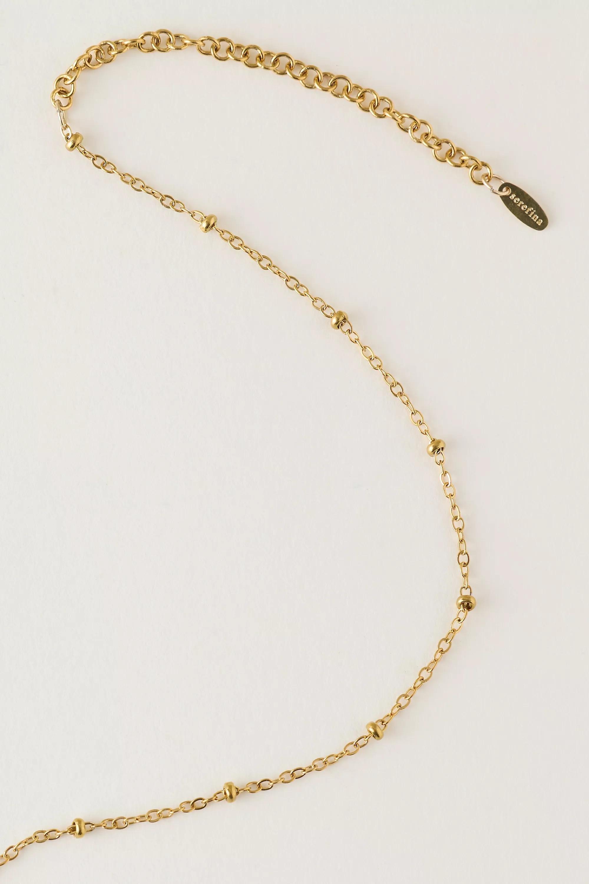 Water-Resistant Dainty Beaded Necklace, Gold, A501_0070, large image number 1