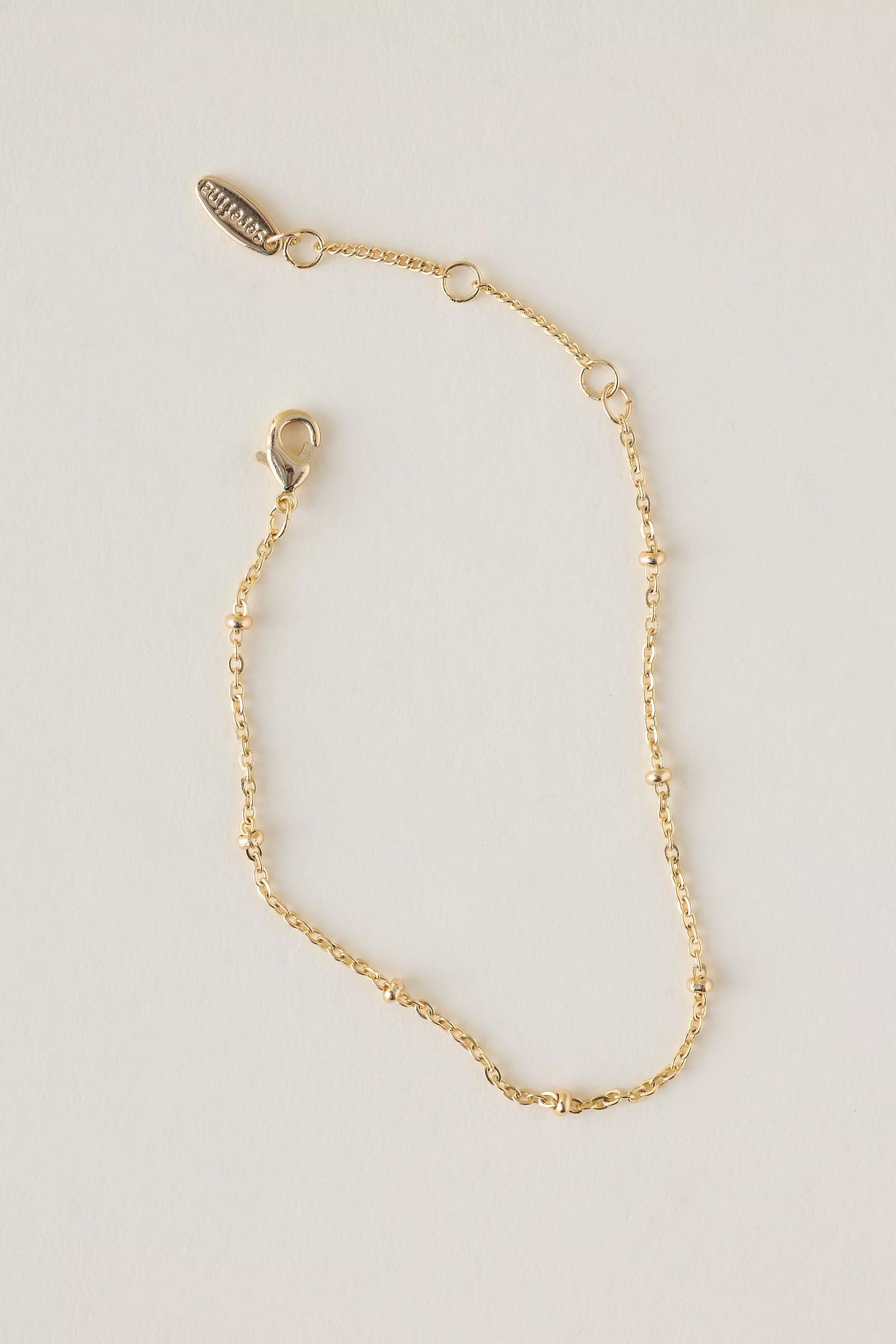 Water-Resistant Dainty Beaded Bracelet, Gold, A501_0070, large image number 0