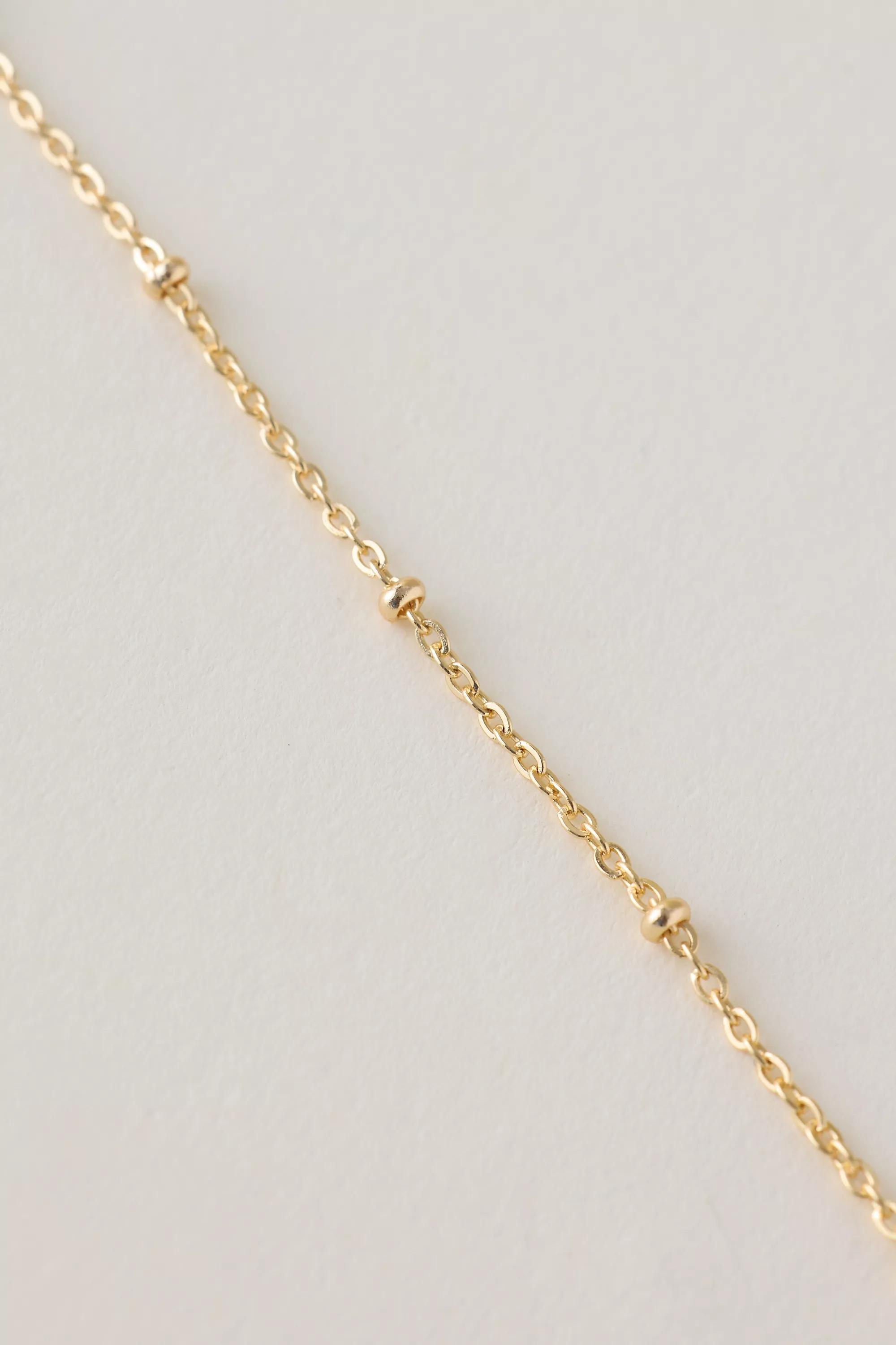 Water-Resistant Dainty Beaded Bracelet, Gold, A501_0070, large image number 1