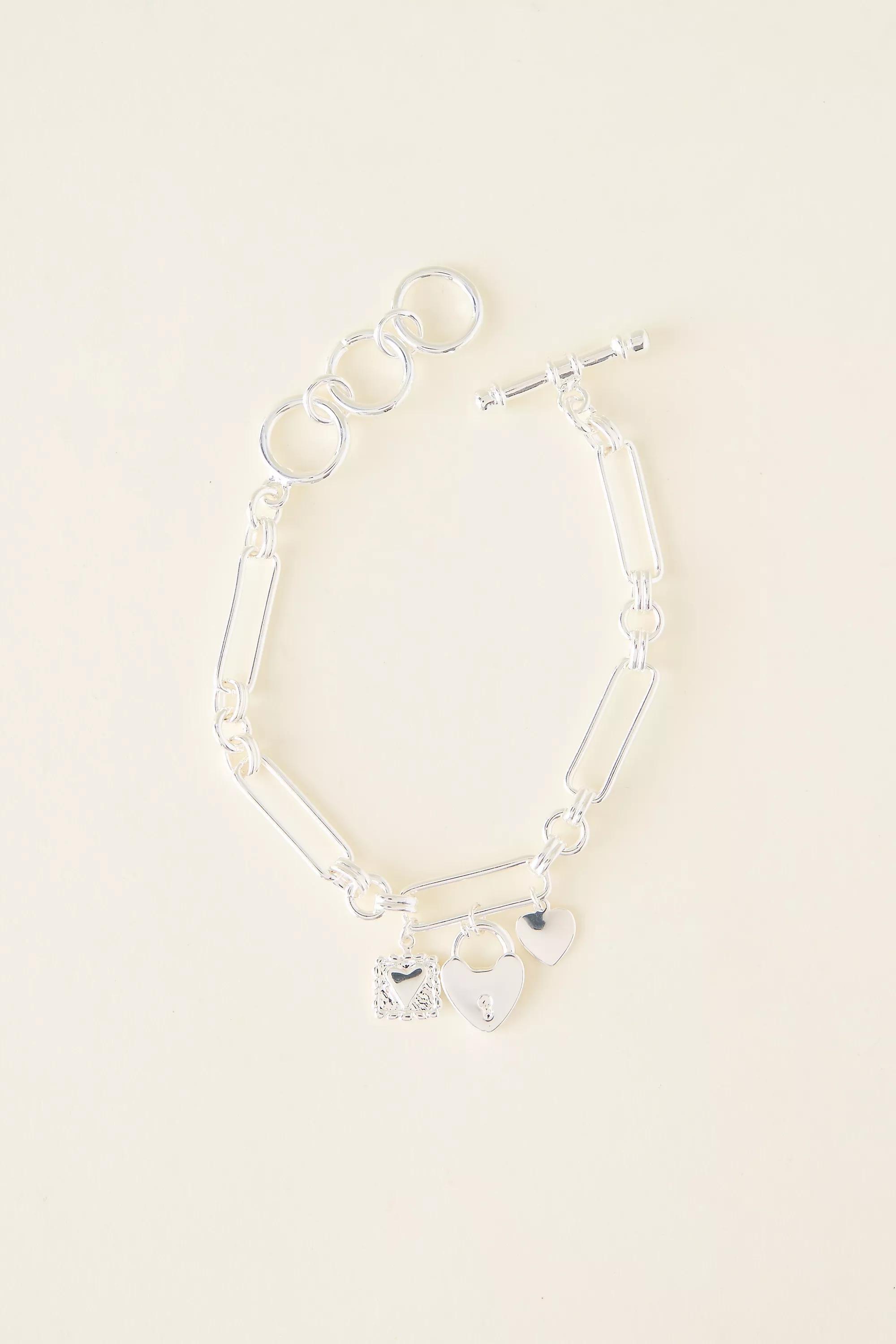 Heart Charm Bracelet, Silver, A501_0007, large image number 0