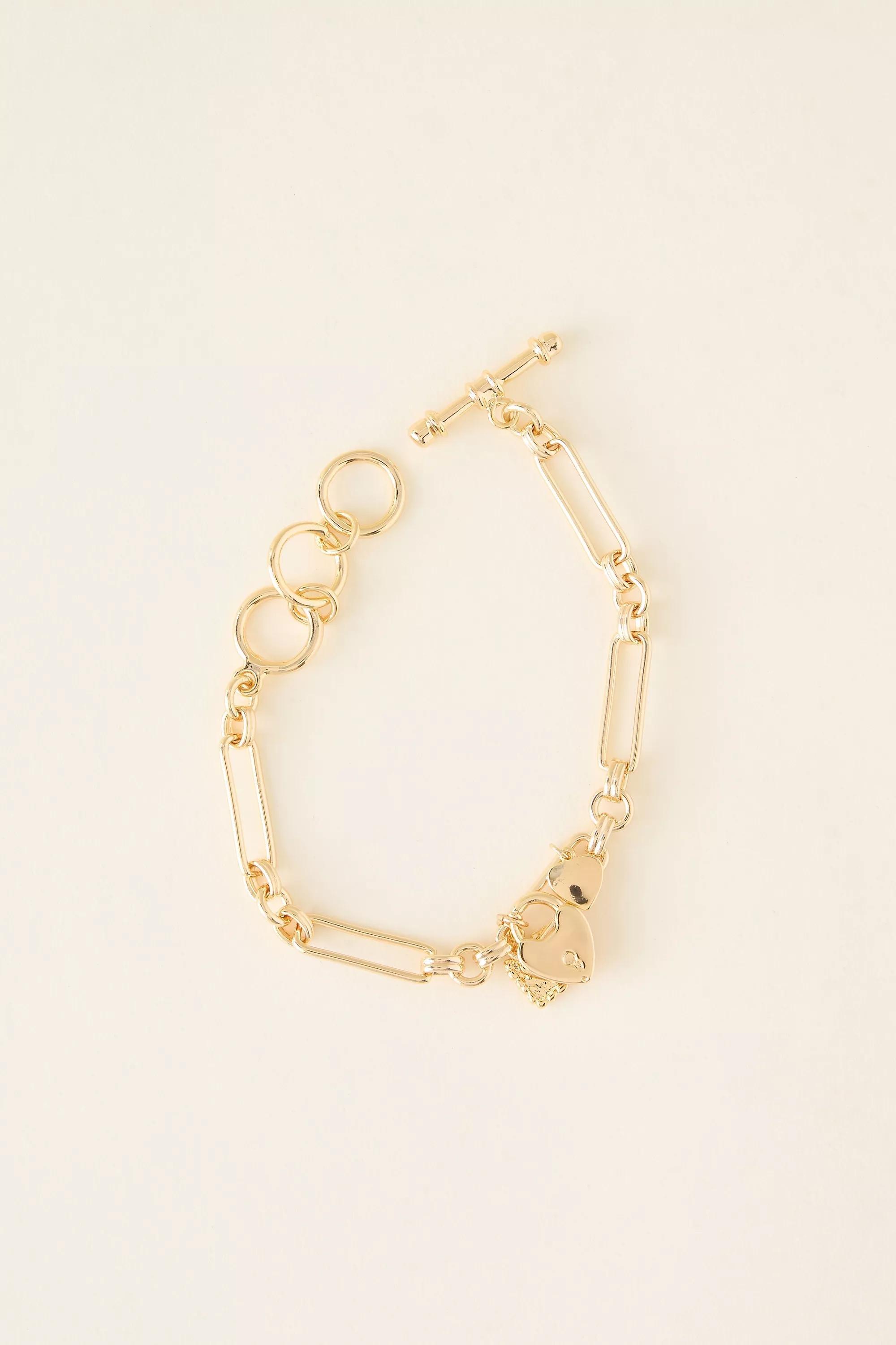 Heart Charm Bracelet, Gold, A501_0070, large image number 1