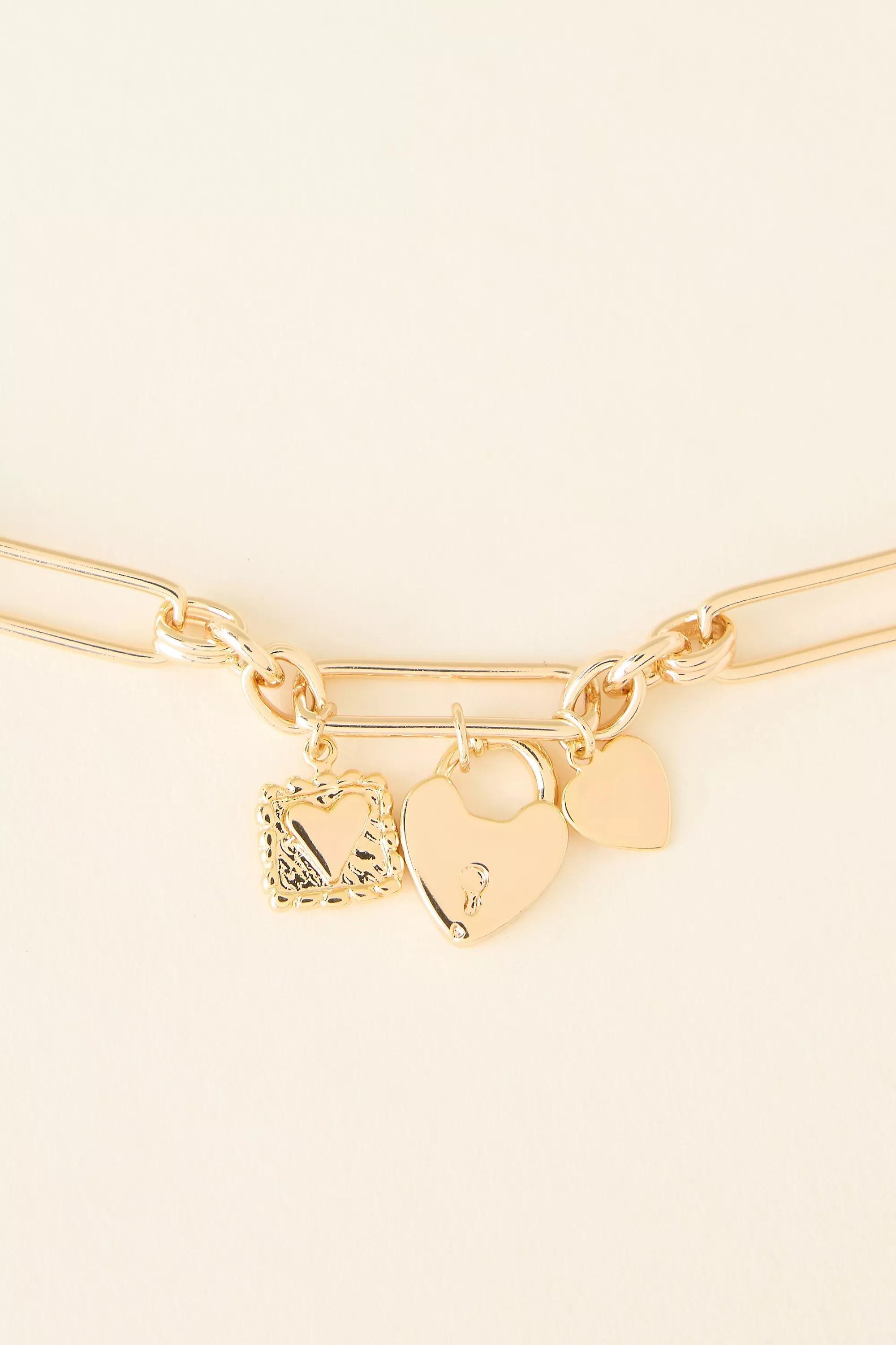 Heart Charm Bracelet, Gold, Gold, large image number 3