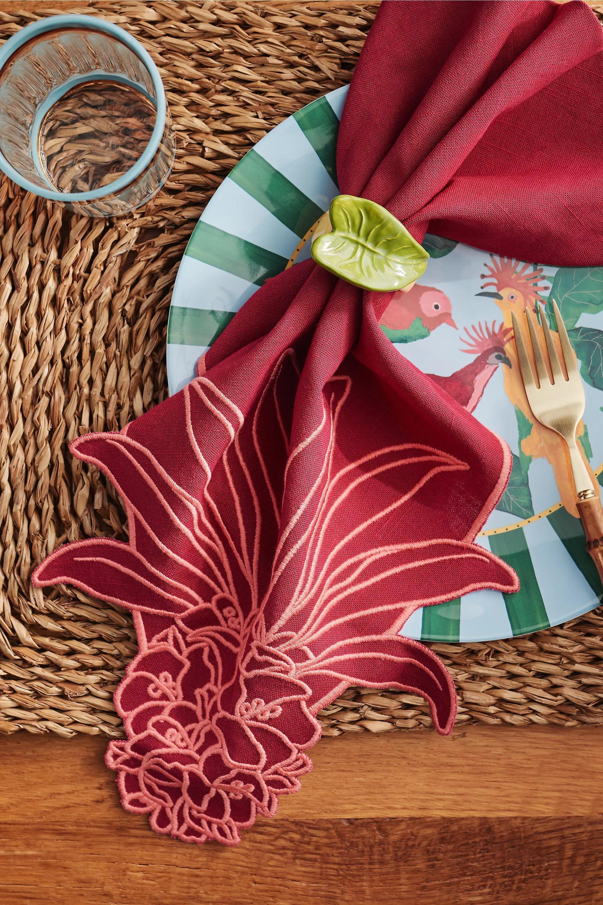 Farm Rio X Anthropologie Embroidered Napkin, Set Of 2, Red, Red, large image number 0