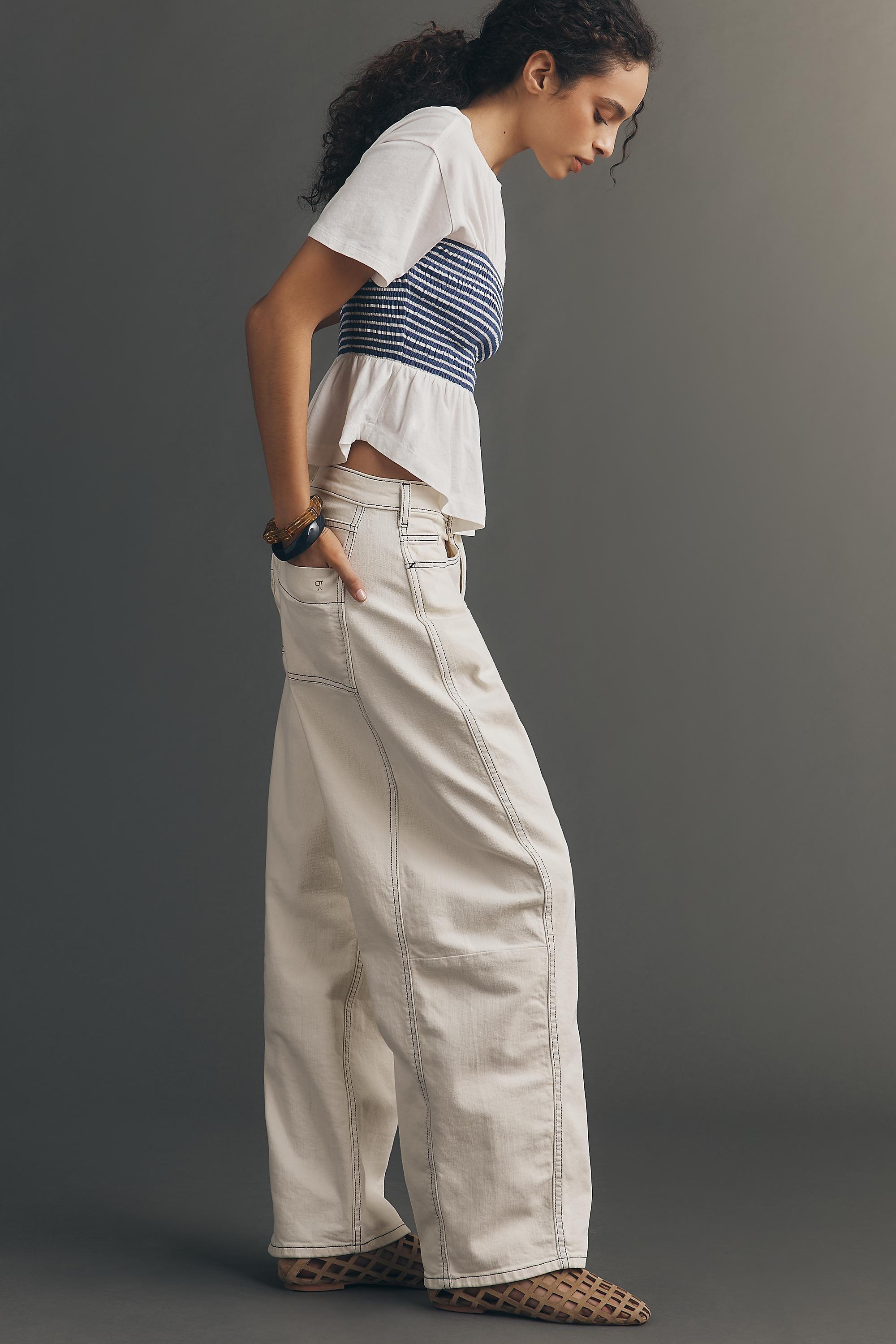 By Maeve Smocked Detail T-Shirt, White, A501_0542, medium