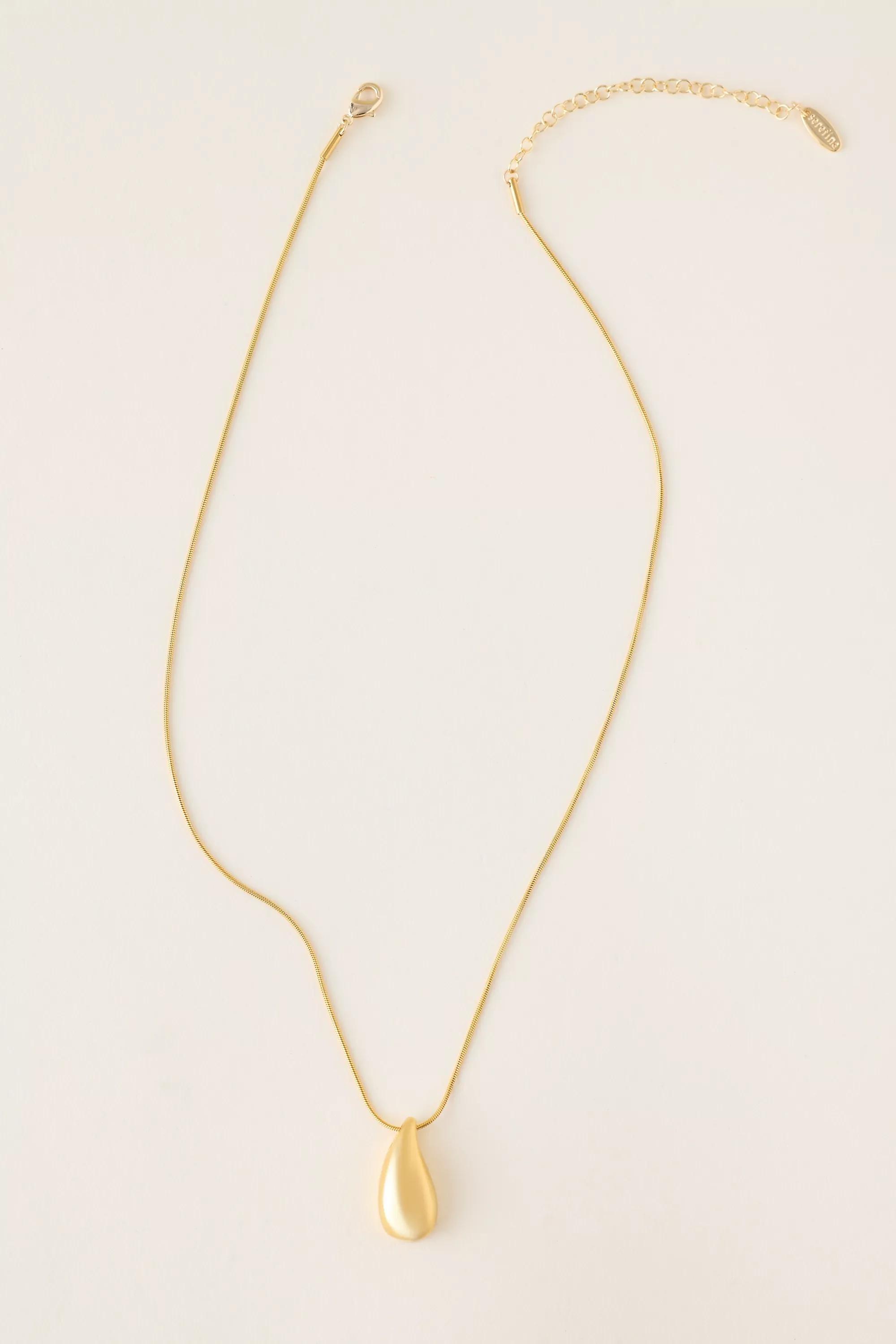 Water-Resistant Teardrop Pendant Necklace, Gold, A501_0070, medium