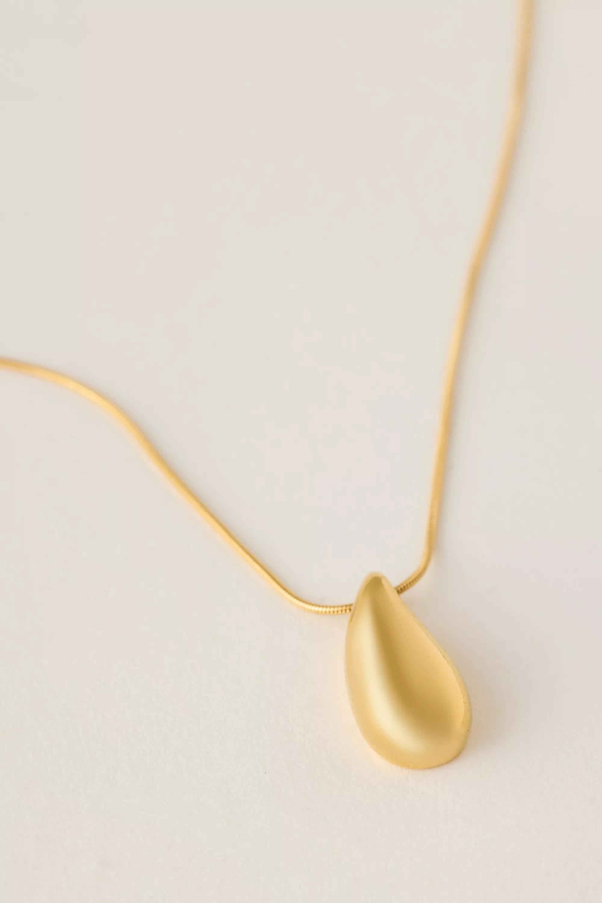 Water-Resistant Teardrop Pendant Necklace, Gold, A501_0070, medium
