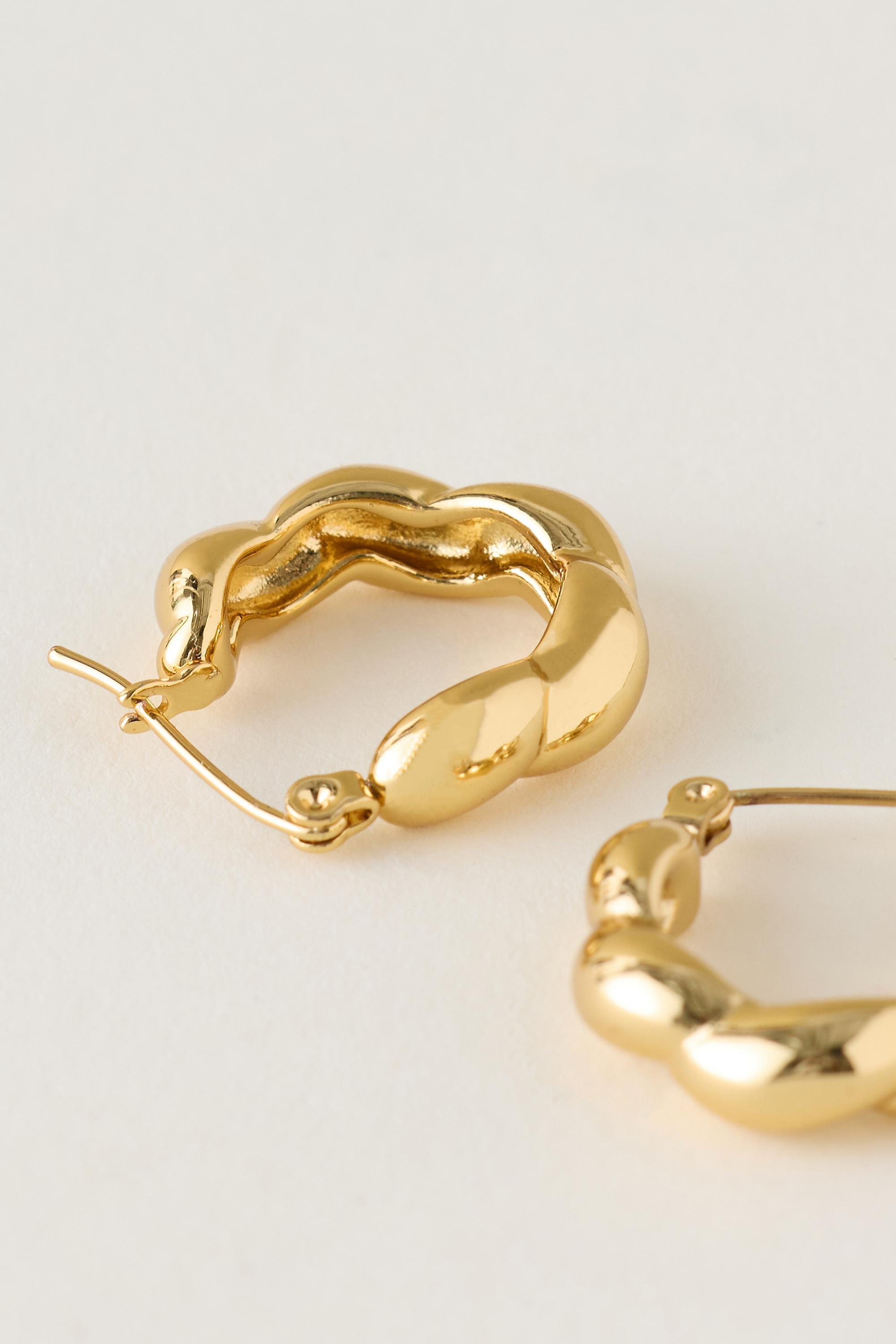 GOLD Water-Resistant Twisted Hoop Earrings, A501_0070, large image number 1