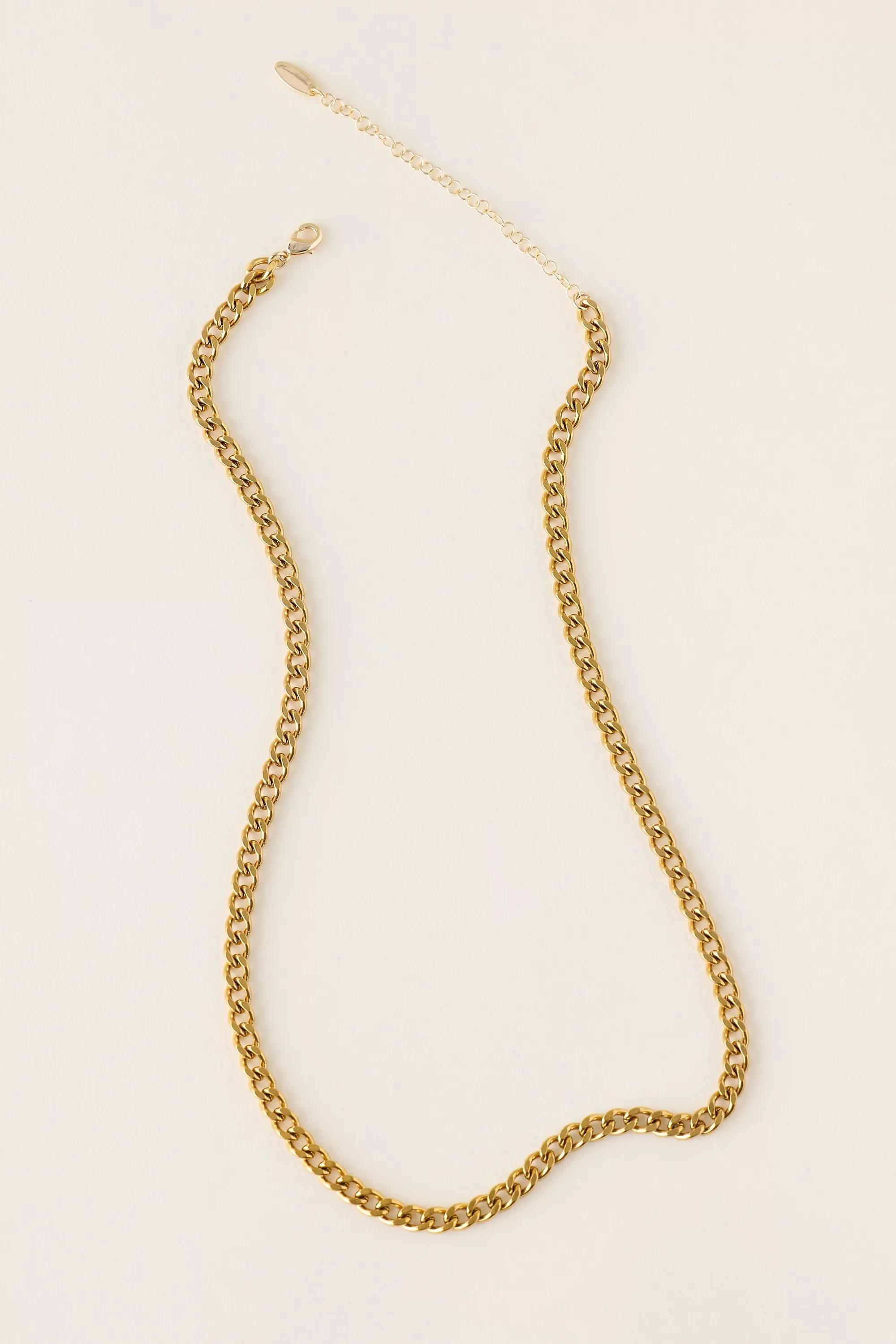 Water-Resistant Chain Necklace, Gold, A501_0070, large image number 0