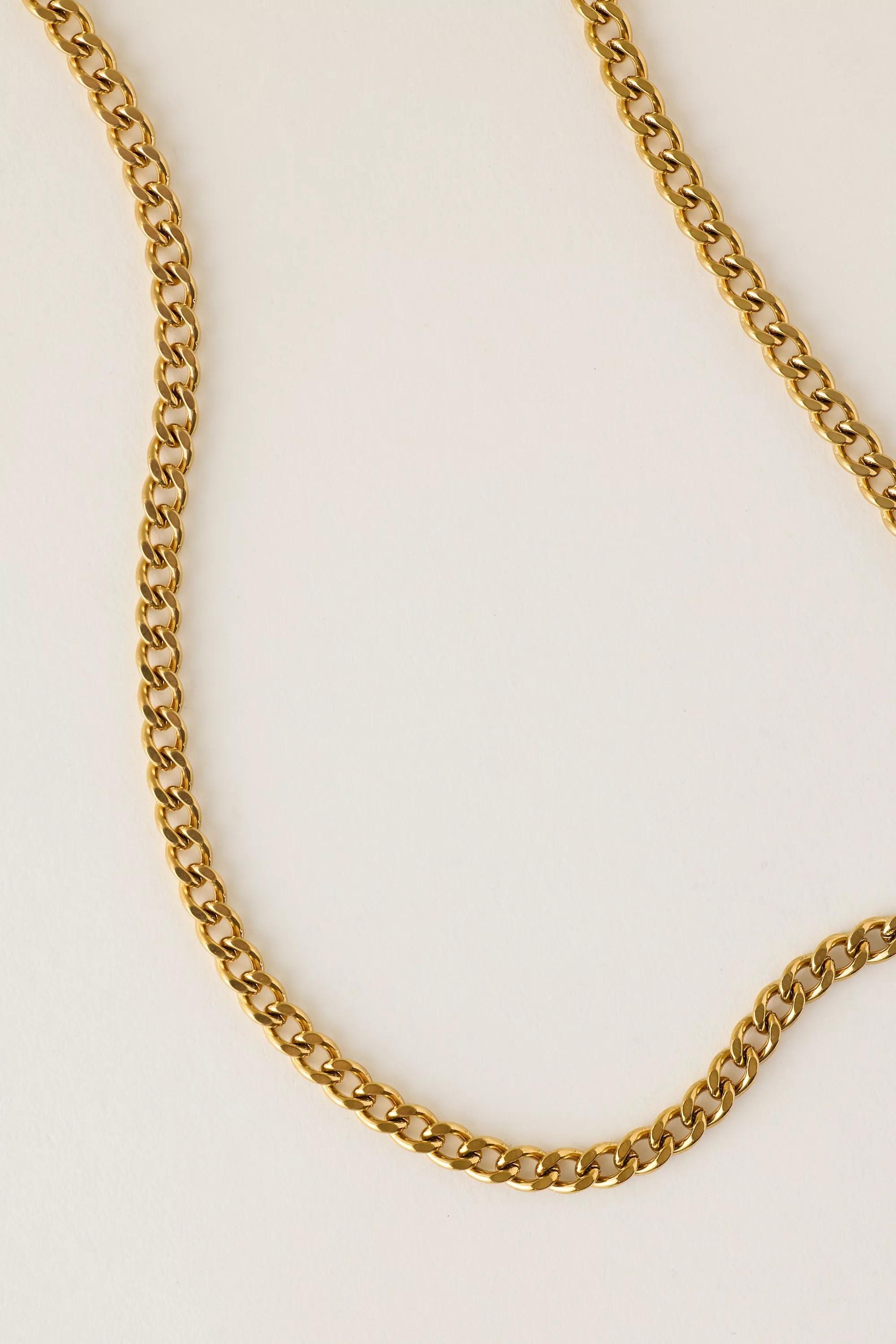 Water-Resistant Chain Necklace, Gold, A501_0070, large image number 1