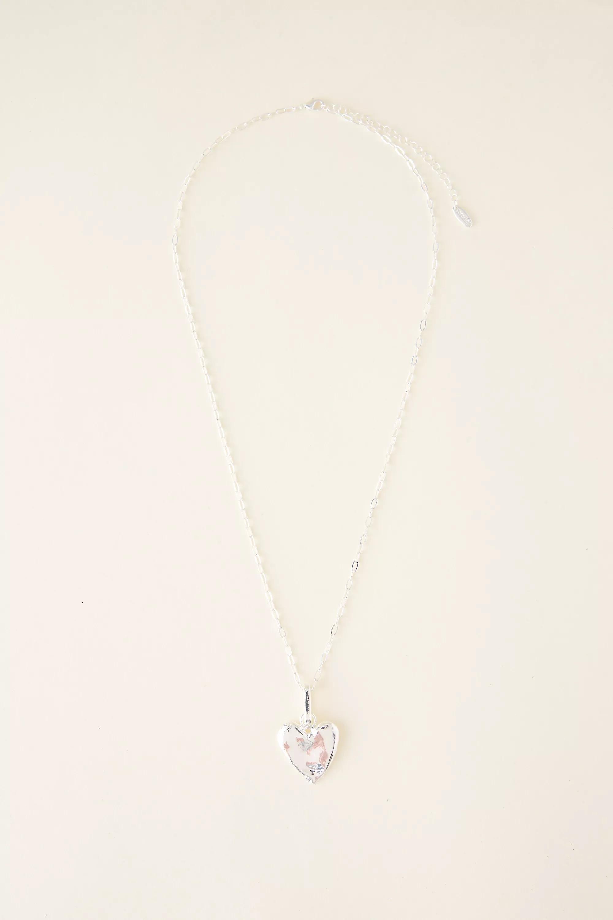 Long Heart Pendant Necklace, Silver, A501_0007, large image number 0